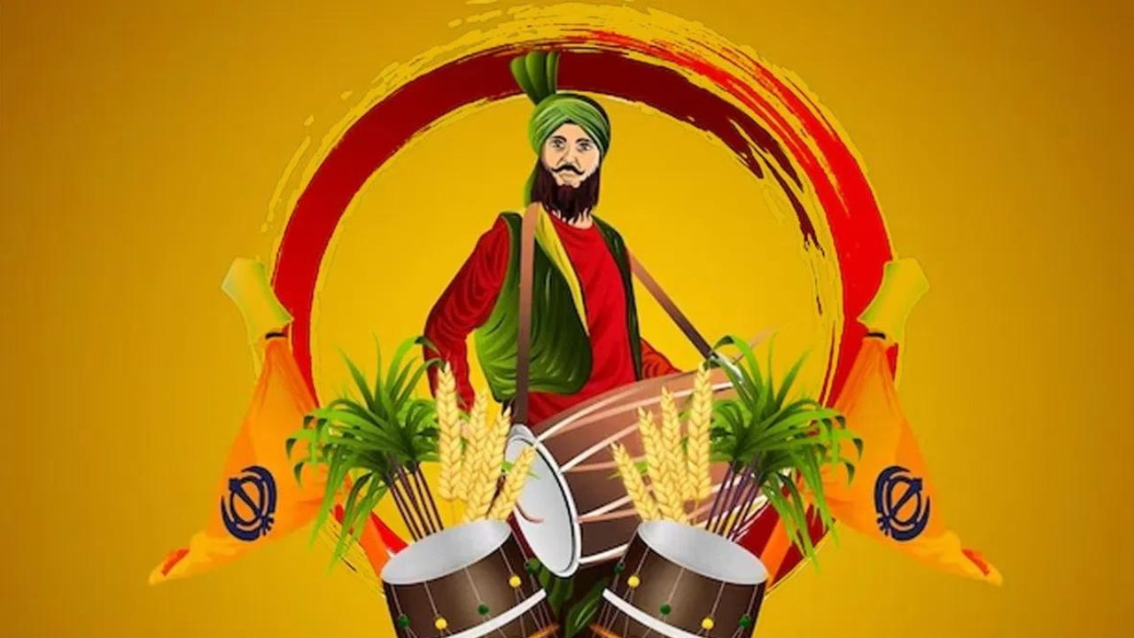 Happy baisakhi celebration flat design concept and background 2155415  Vector Art at Vecteezy