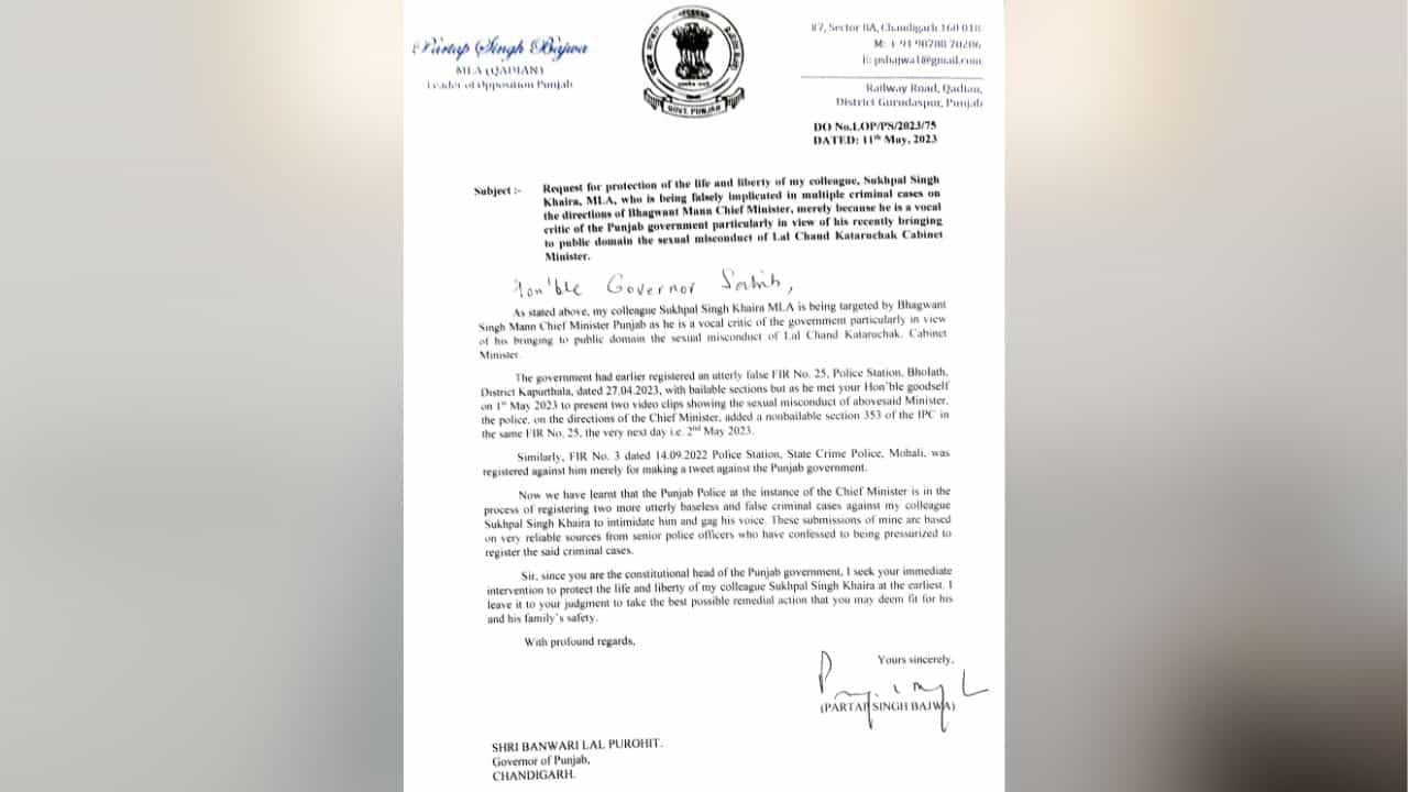 CD Scandal: ਪ੍ਰਤਾਪ ਸਿੰਘ ਬਾਜਵਾ ਨੇ ਰਾਜਪਾਲ ਨਾਲ ਕੀਤਾ ਮੁਲਾਕਾਤ, ਕਈ ਮੁੱਦਿਆਂ ਤੇ ਹੋਈ ਚਰਚਾ, ਸੌਂਪਿਆ ਮੰਗ ਪੱਤਰ