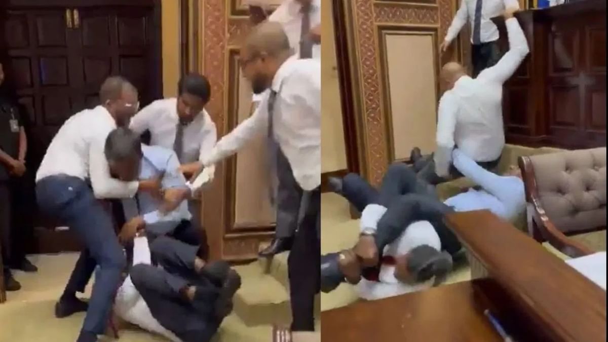 Legs and fists in the parliament of Maldives, a fierce fight between the parliamentarians
