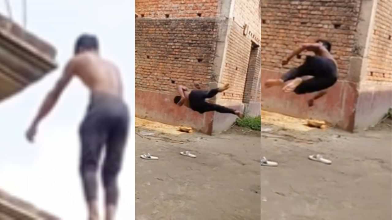 Stunt Video Viral: ਮੁੰਡੇ ਨੇ ਛੱਤ ਤੋਂ ਮਾਰੀ ਬੈਕਫਲਿੱਪ, ਖ਼ਤਰਨਾਕ ਸਟੰਟ ਦਾ ਵੀਡੀਓ ਵਾਇਰਲ