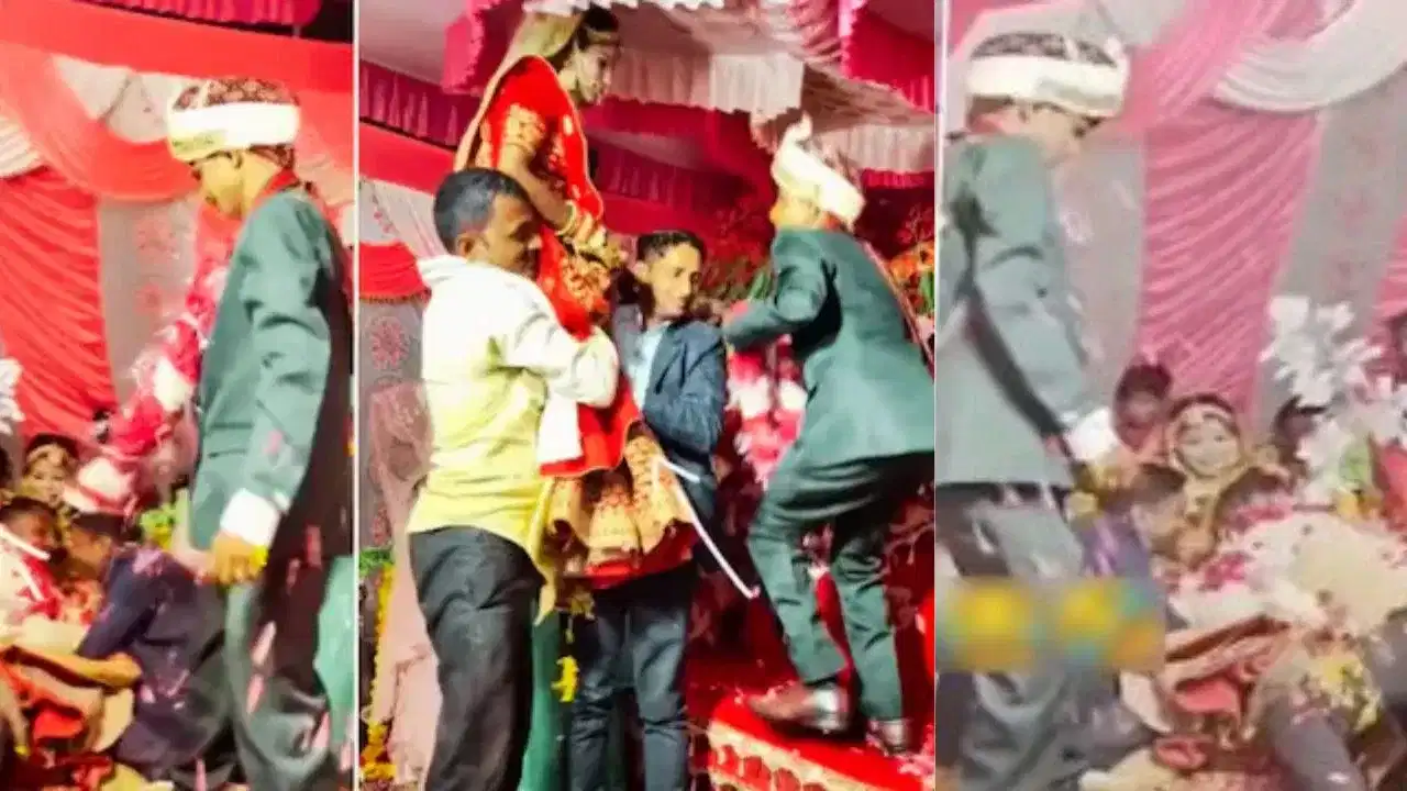 ਵਰਮਾਲਾ ਦੌਰਾਨ ਹੋਇਆ ਮਜ਼ਾਕ ਤਾਂ ਲਾੜੇ ਨੇ ਲਾੜੀ ਦੇ ਉਪਰ ਤੋਂ ਮਾਰ ਦਿੱਤੀ ਛਾਲ, ਲੋਕਾਂ ਬੋਲੇ- ਲੜਕਾ ਝੁਕੇਗਾ ਨਹੀਂ! ਵਰਮਾਲਾ ਦੌਰਾਨ ਹੋਇਆ ਮਜ਼ਾਕ ਤਾਂ ਲਾੜੇ ਨੇ ਲਾੜੀ ਦੇ ਉਪਰ ਤੋਂ ਮਾਰ ਦਿੱਤੀ ਛਾਲ, ਲੋਕਾਂ ਬੋਲੇ- ਲੜਕਾ ਝੁਕੇਗਾ ਨਹੀਂ!