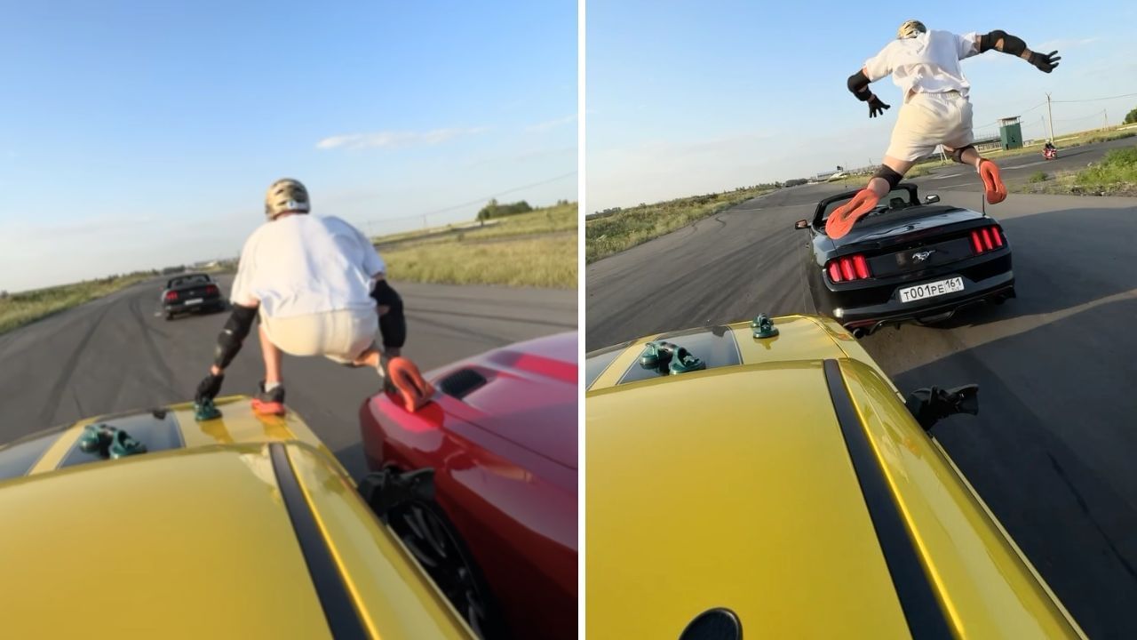 Dangerous Stunt: ਦੋ ਚੱਲਦੀਆਂ ਕਾਰਾਂ ‘ਤੇ ਖੜ੍ਹੇ ਹੋ ਕੇ ਸ਼ਖਸ ਨੇ ਮਾਰੀ ਛਾਲ, ਦੇਖੋ ਖਤਰਨਾਕ ਸਟੰਟ Dangerous Stunt: ਦੋ ਚੱਲਦੀਆਂ ਕਾਰਾਂ ‘ਤੇ ਖੜ੍ਹੇ ਹੋ ਕੇ ਸ਼ਖਸ ਨੇ ਮਾਰੀ ਛਾਲ, ਦੇਖੋ ਖਤਰਨਾਕ ਸਟੰਟ