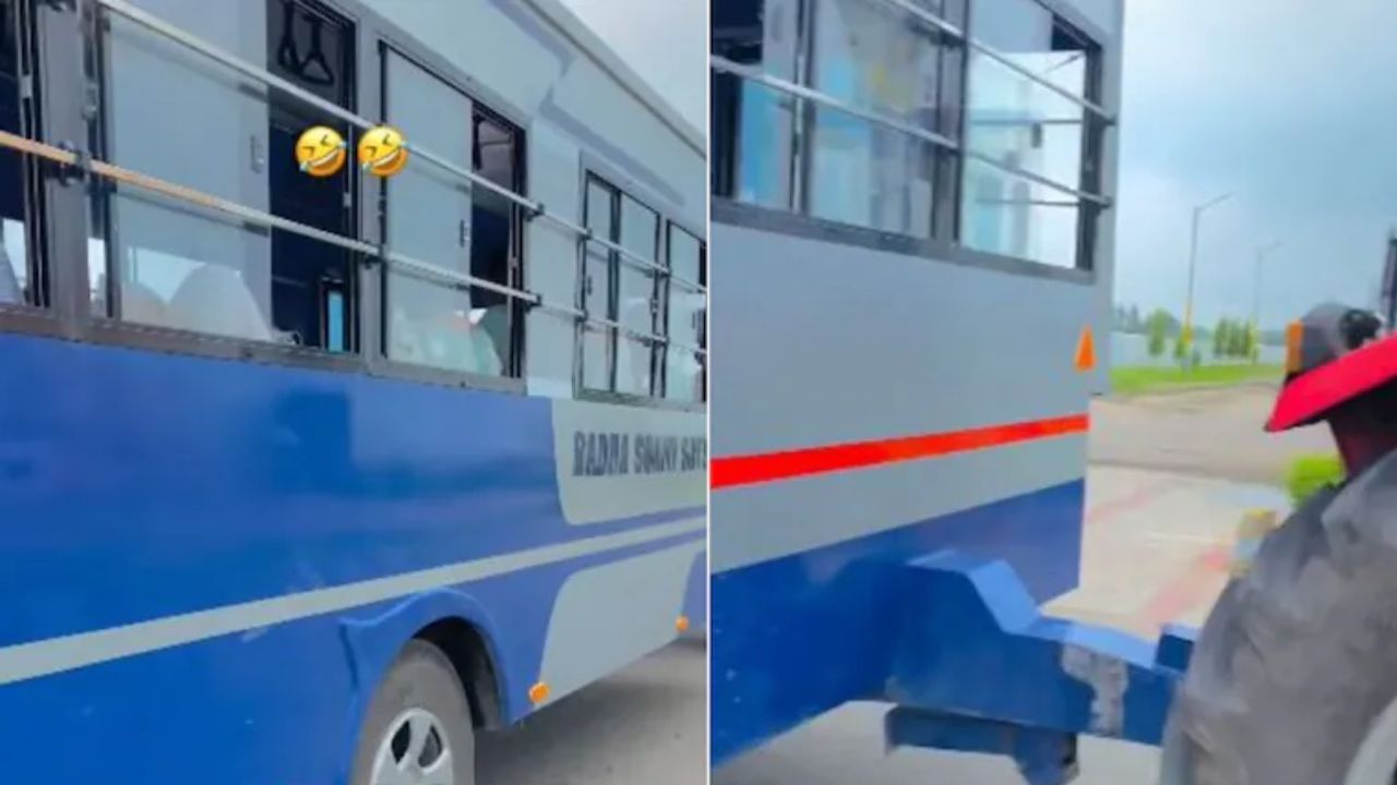 Viral Video: ਪਿੱਛੇ ਤੋਂ ਬੱਸ ਤੇ ਅੱਗੇ ਤੋਂ ਟਰੈਕਟਰ ਦਾ ਅਨੋਖਾ ਜੁਗਾੜ ਹੋਇਆ ਵਾਇਰਲ, ਲੋਕਾਂ ਨੇ ਕਿਹਾ-‘ਵਾਹ’ Viral Video: ਪਿੱਛੇ ਤੋਂ ਬੱਸ ਤੇ ਅੱਗੇ ਤੋਂ ਟਰੈਕਟਰ ਦਾ ਅਨੋਖਾ ਜੁਗਾੜ ਹੋਇਆ ਵਾਇਰਲ, ਲੋਕਾਂ ਨੇ ਕਿਹਾ-‘ਵਾਹ’
