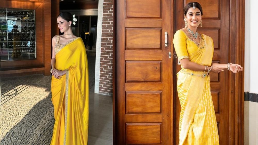ਅਨੰਨਿਆ ਪਾਂਡੇ ਅਤੇ ਪੂਜਾ ਹੇਗੜੇ Yellow Sarees ਵਿੱਚ ਬਹੁਤ ਖੂਬਸੂਰਤ ਲੱਗ ਰਹੀਆਂ ਹਨ। ਤੁਸੀਂ ਵੀ ਮਹਾਸ਼ਿਵਰਾਤਰੀ 'ਤੇ ਦੋਵਾਂ ਅਦਾਕਾਰਾਂ ਦੇ ਲੁੱਕ ਤੋਂ Idea ਲੈ ਸਕਦੇ ਹੋ।