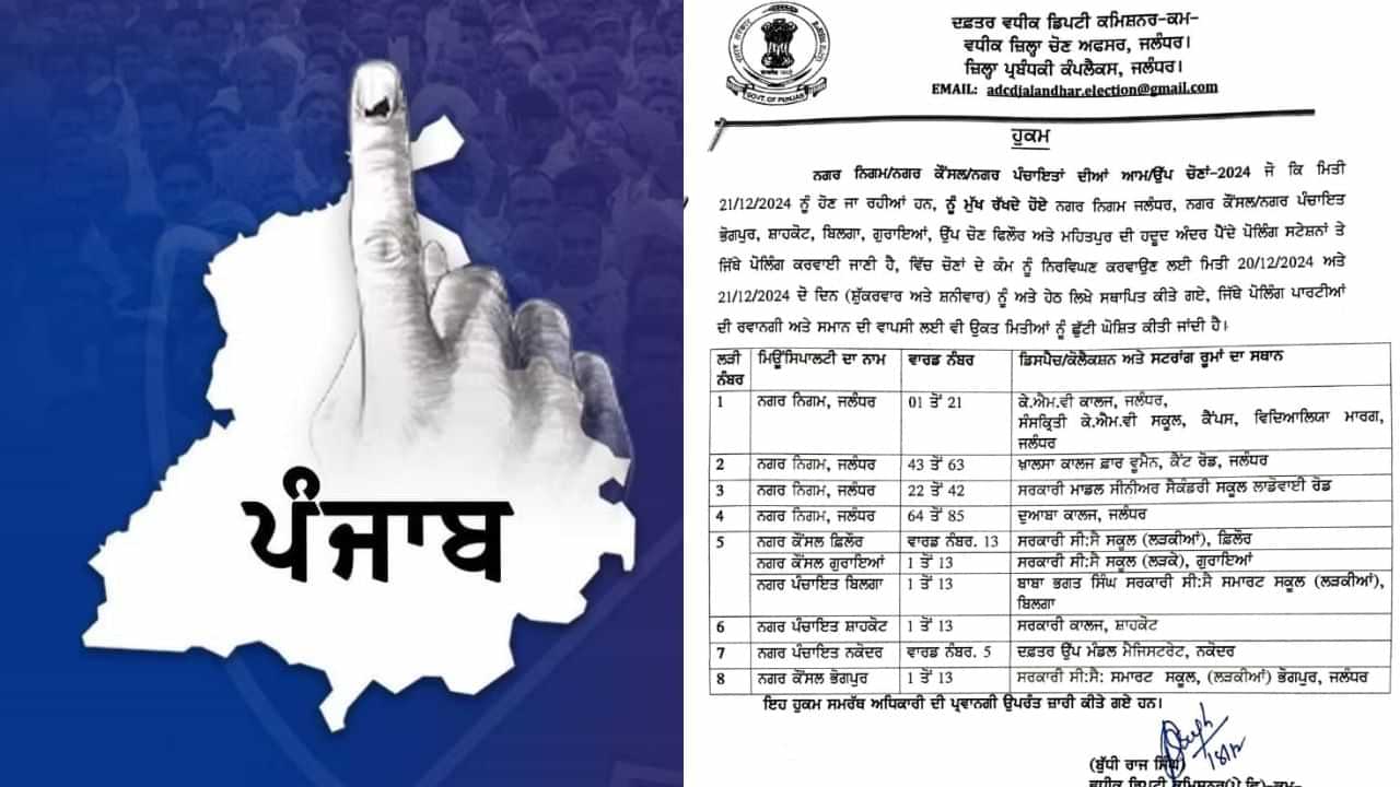 ਜਲੰਧਰ ਚ 3 ਦਿਨ ਸਕੂਲ ਰਹਿਣਗੇ ਬੰਦ, 21 ਦਸੰਬਰ ਨੂੰ ਹੋਣੀਆਂ ਹਨ ਨਗਰ ਨਿਗਮ ਚੋਣਾਂ