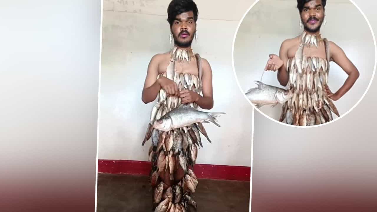 Viral: ਮੁੰਡੇ ਨੇ ਮਛਲੀਆਂ ਤੋਂ ਬਣਾਈ ਡਰੈੱਸ,ਦਿਖਾਇਆ ਉਰਫੀ ਜਾਵੇਦ ਵਾਲਾ ਸਵੈਗ, ਦੇਖੋ ਵੀਡੀਓ Viral: ਮੁੰਡੇ ਨੇ ਮਛਲੀਆਂ ਤੋਂ ਬਣਾਈ ਡਰੈੱਸ,ਦਿਖਾਇਆ ਉਰਫੀ ਜਾਵੇਦ ਵਾਲਾ ਸਵੈਗ, ਦੇਖੋ ਵੀਡੀਓ