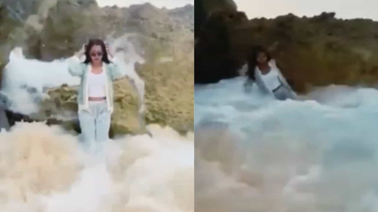 ਤਾਂ ਕੀ ਹੋਇਆ ਜੇ ਮੌਤ ਆ ਗਈ, ਘੱਟੋ ਘੱਟ ਰੀਲ ਤਾਂ ਬਣ ਗਈ, ਸਮੁੰਦਰ ਕੰਢੇ ਚੱਟਾਨਾਂ ਤੇ ਖੜ੍ਹੀ ਰੀਲ ਬਣਾ ਰਹੀ ਕੁੜੀ ਤੇਜ਼ ਲਹਿਰਾਂ ਵਿੱਚ ਵਹਿ ਤਾਂ ਕੀ ਹੋਇਆ ਜੇ ਮੌਤ ਆ ਗਈ, ਘੱਟੋ ਘੱਟ ਰੀਲ ਤਾਂ ਬਣ ਗਈ, ਸਮੁੰਦਰ ਕੰਢੇ ਚੱਟਾਨਾਂ ਤੇ ਖੜ੍ਹੀ ਰੀਲ ਬਣਾ ਰਹੀ ਕੁੜੀ ਤੇਜ਼ ਲਹਿਰਾਂ ਵਿੱਚ ਵਹਿ