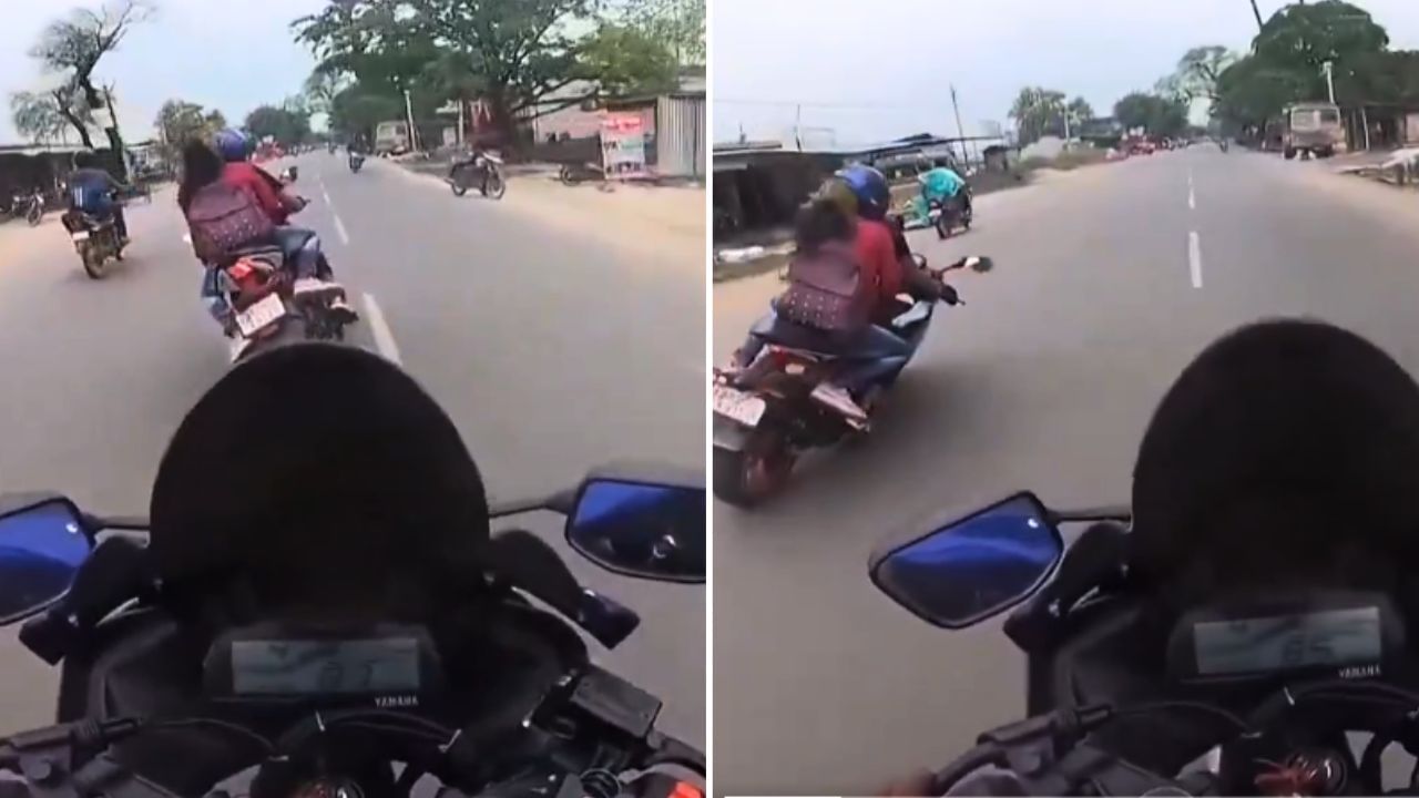 Viral Shocking Video: ਕੁੜੀ ਨੂੰ ਪਿੱਛੇ ਬੈਠਾ ਕੇ ਖ਼ਤਰਨਾਕ ਸਟੰਟ ਕਰ ਰਿਹਾ ਸੀ Biker, ਪਰ ਹੋ ਗਈ ਖੇਡ Viral Shocking Video: ਕੁੜੀ ਨੂੰ ਪਿੱਛੇ ਬੈਠਾ ਕੇ ਖ਼ਤਰਨਾਕ ਸਟੰਟ ਕਰ ਰਿਹਾ ਸੀ Biker, ਪਰ ਹੋ ਗਈ ਖੇਡ
