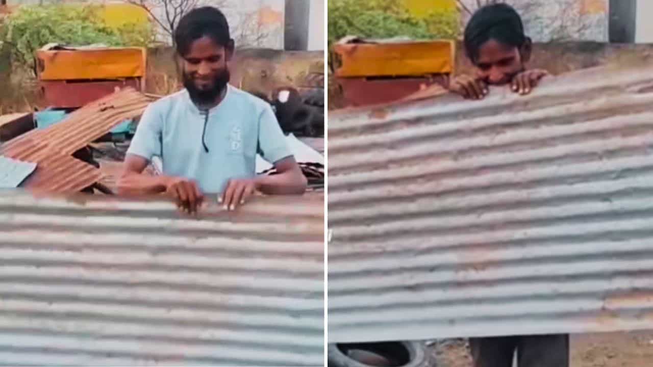 OMG: ਸ਼ਖਸ ਨੇ ਦੰਦਾਂ ਨਾਲ ਕੱਟ ਦਿੱਤੀ ਟੀਨ Shed, ਵਾਇਰਲ VIDEO ਦੇਖ ਦੰਗ ਰਹਿ ਗਏ ਲੋਕ