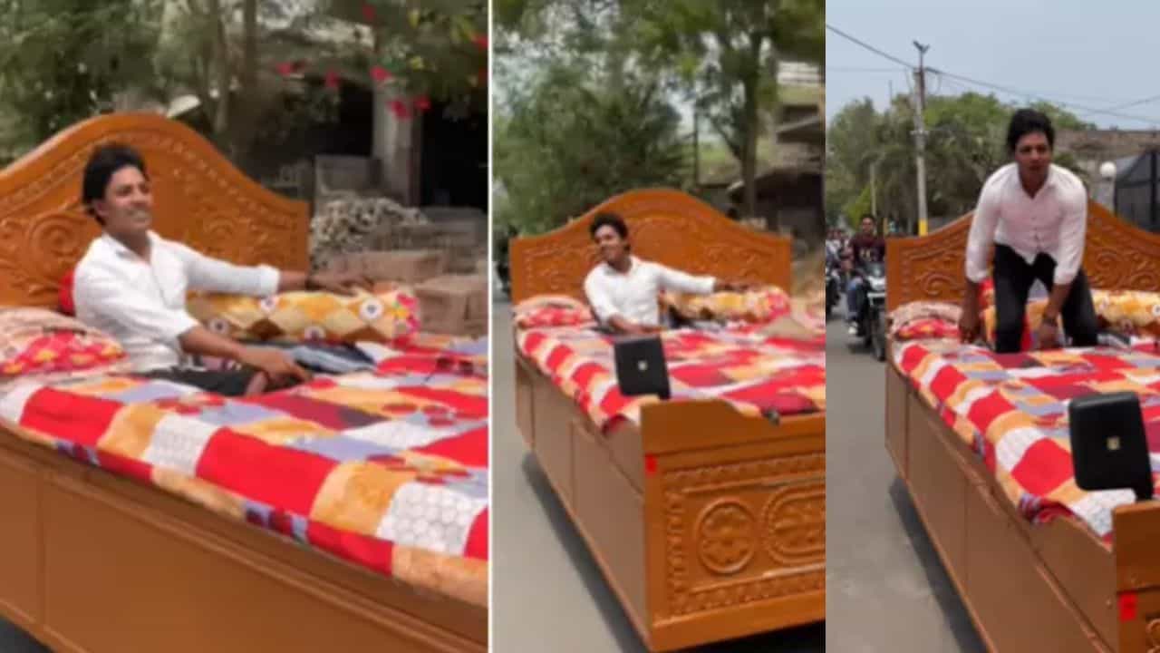 Viral: Bed ਨੂੰ ਕਾਰ ਵਿੱਚ ਸ਼ਿਫਟ ਕਰਕੇ ਸ਼ਖਸ ਨੇ ਸੜਕ ਤੇ ਭਰੇ ਫੱਰਾਟੇ, ਵੀਡੀਓ ਦੇਖ ਲੋਕਾਂ ਨੇ ਲਏ ਰੱਜ ਕੇ ਮਜ਼ੇ