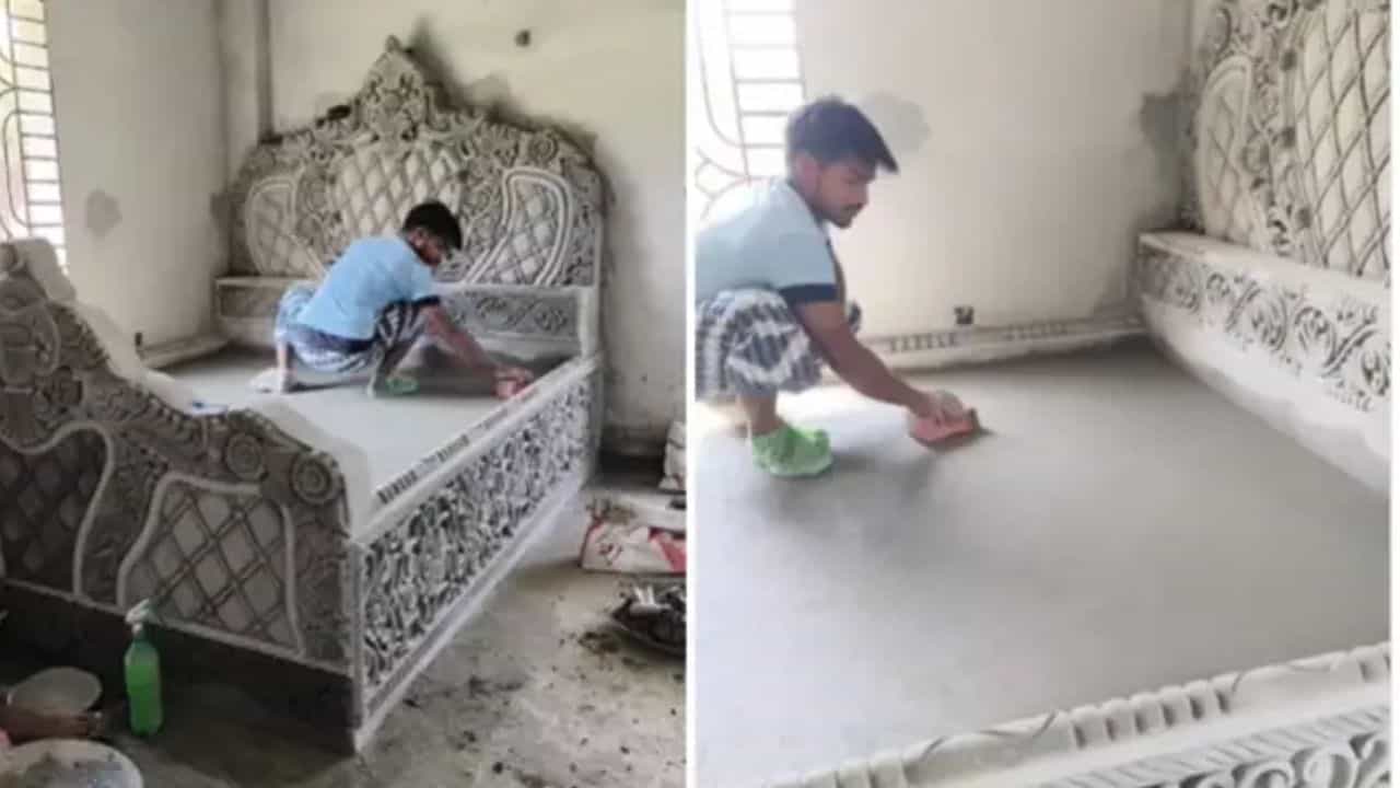Viral Video: ਸ਼ਖਸ ਨੇ ਸੀਮੰਟ ਤੇ ਇੱਟਾਂ ਨਾਲ ਤਿਆਰ ਕੀਤਾ Royal Bed, ਕਲਾ ਸਾਹਮਣੇ ਫੇਲ ਹੋ ਜਾਣਗੇ ਚੰਗੇ-ਚੰਗੇ Carpenter