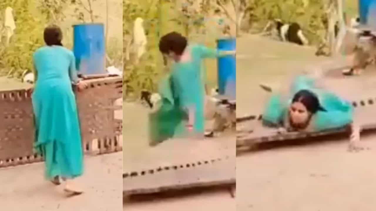 Viral: ਮੰਜੇ ਨਾਲ ਸਟੰਟ Perform ਕਰ ਰਹੀ ਸੀ ਔਰਤ, ਪਰ ਪੁੱਠਾ ਪੈ ਗਿਆ ਗੇਮ