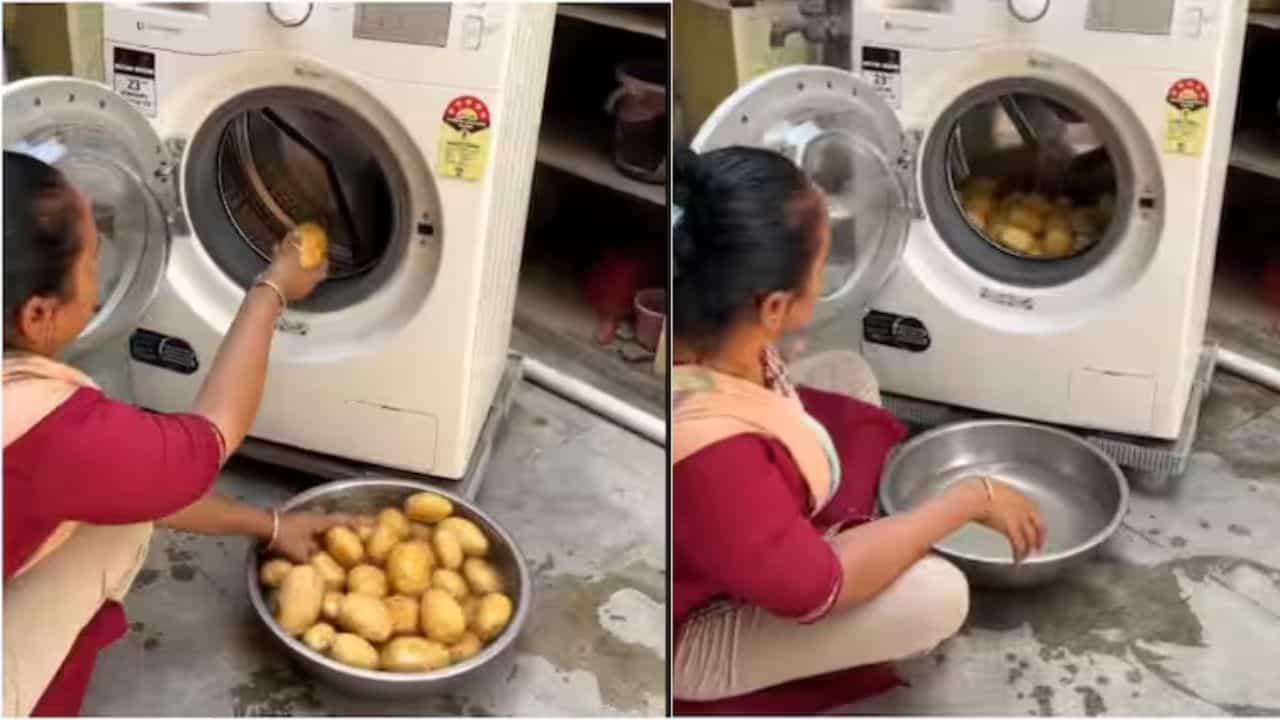 Washing Machine ਨਾਲ ਔਰਤ ਨੇ 5 ਮਿੰਟਾਂ ਵਿੱਚ ਛਿੱਲੇ ਆਲੂ, ਅਨੋਖਾ ਜੁਗਾੜ ਦੇਖ ਘੁੰਮ ਜਾਵੇਗਾ ਦਿਮਾਗ