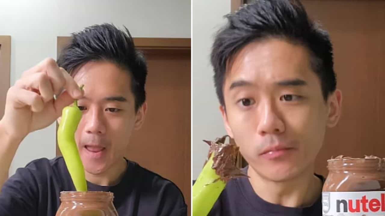 ਮਿਰਚਾਂ ਨਾਲ Nutella ਲਗਾ ਕੇ ਖਾਂਦਾ ਦਿਖਿਆ ਸ਼ਖਸ, ਦਿੱਤੇ ਗਜ਼ਬ ਦੇ Reactions