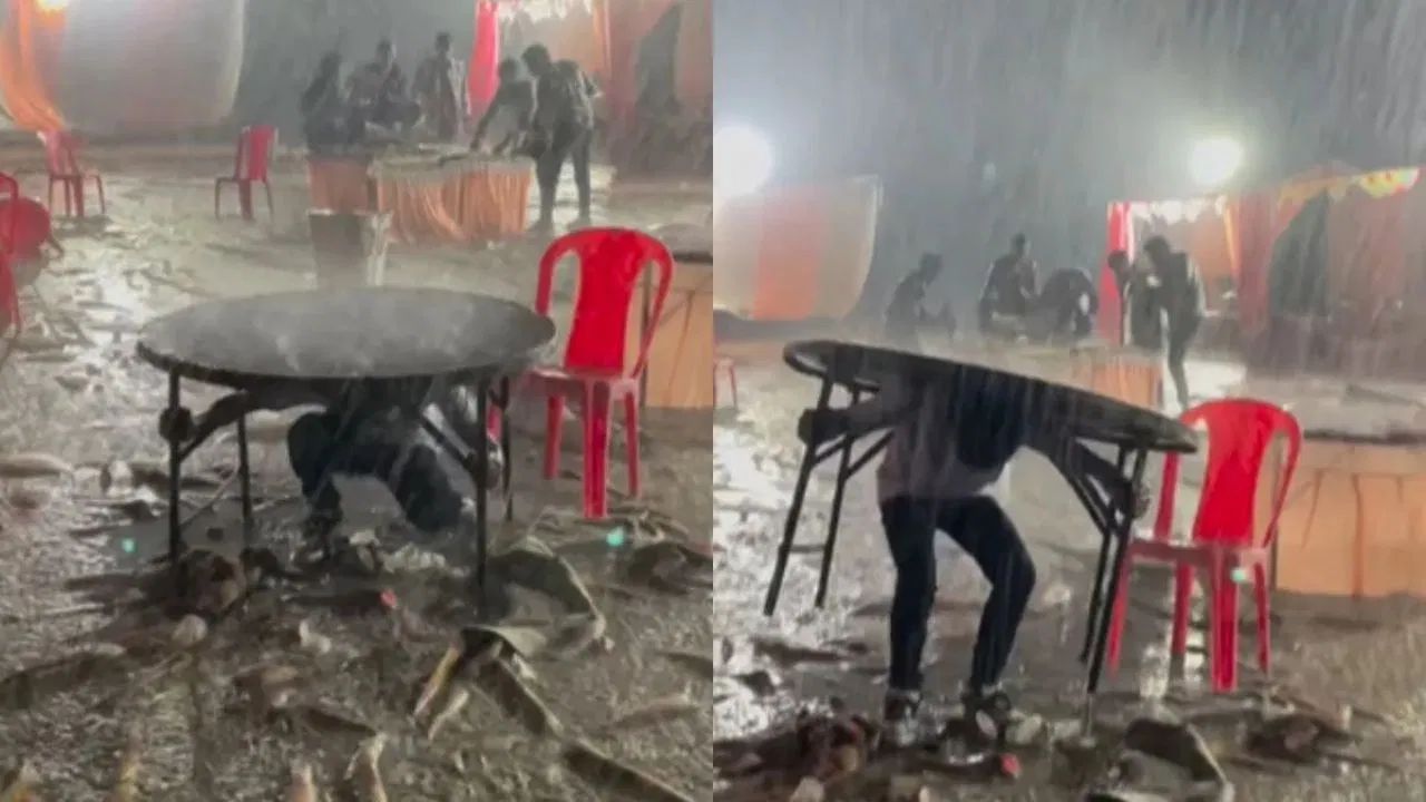 Viral Video : ਭੀੜ ਵਾਲੇ ਪੰਡਾਲ ਵਿੱਚ ਸ਼ੁਰੂ ਹੋਇਆ ਮੀਂਹ, ਤਾਂ ਸ਼ਖਸ ਨੇ ਗਿੱਲੇ ਹੋਣ ਤੋਂ ਬਚਣ ਲਈ ਕੀਤਾ ਅਜਿਹਾ ਕੰਮ