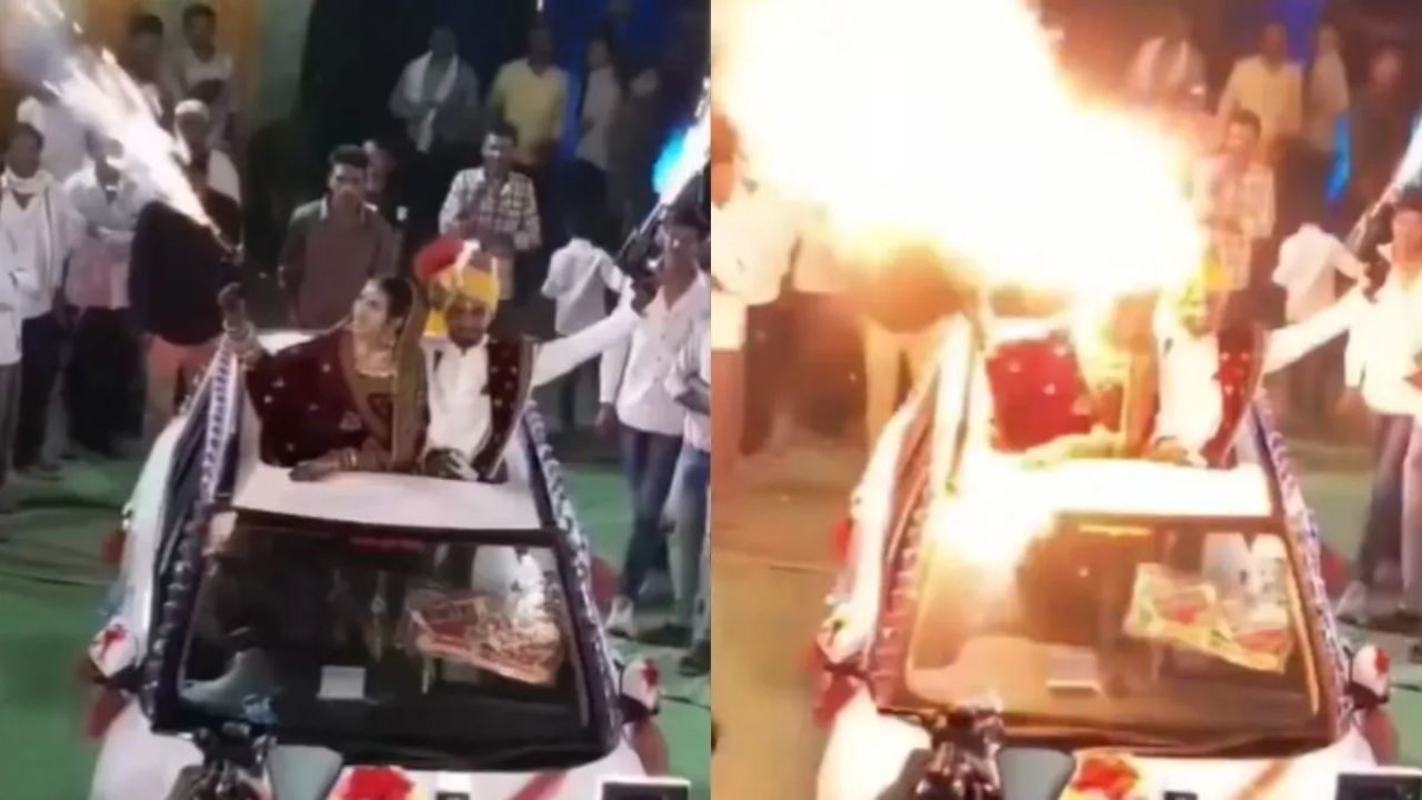 Viral Video: ਲਾਪਰਵਾਹੀ ਕਾਰਨ ਲਾੜਾ-ਲਾੜੀ ਦੇ ਨਾਲ ਹੋ ਗਿਆ ਖੇਲ, ਇਕ ਗਲਤੀ ਕਾਰਨ ਵਾਪਰੀ ਘਟਨਾ