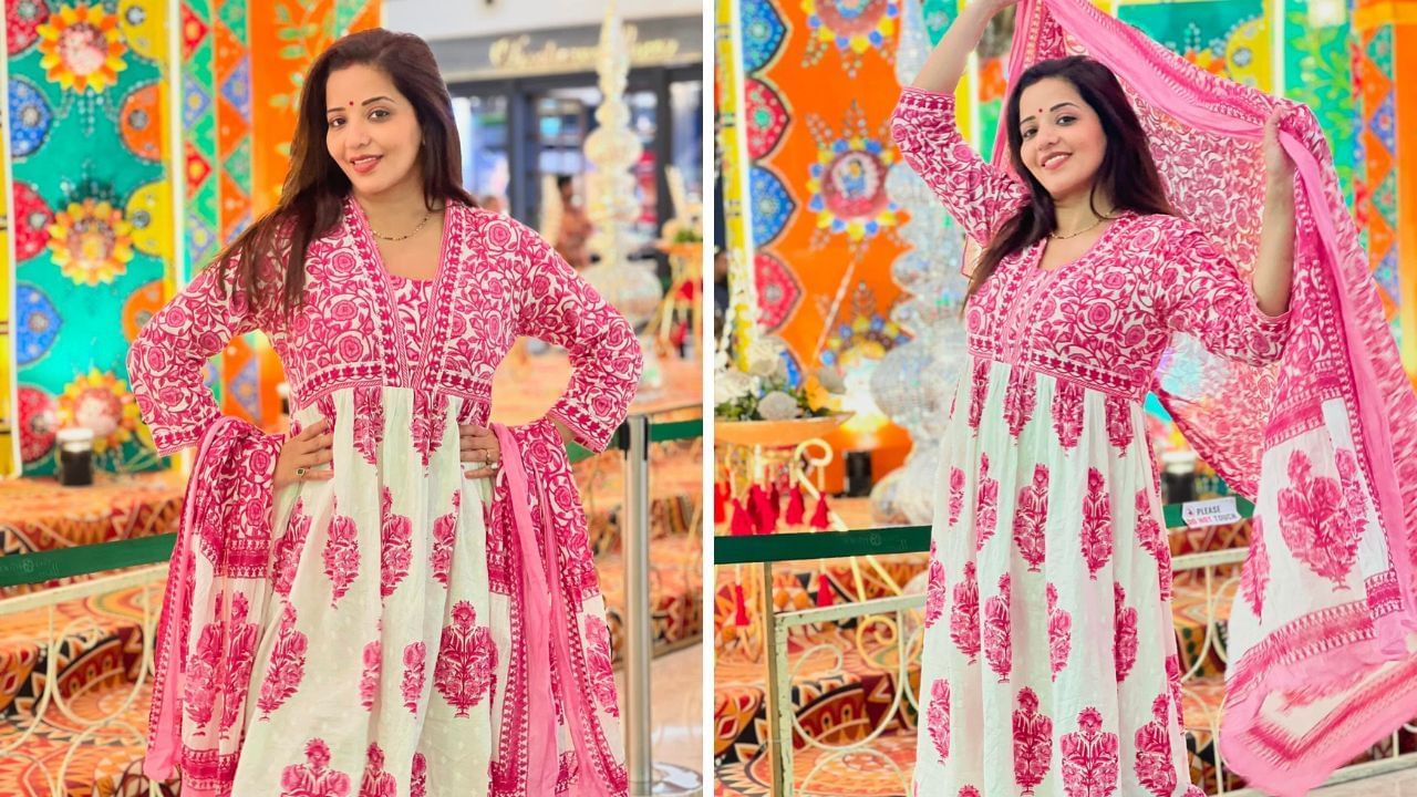 ਮੋਨਾਲੀਸਾ ਇਸ ਸਧਾਰਨ ਸੂਟ ਲੁੱਕ ਵਿੱਚ ਬਹੁਤ ਸੋਹਣੀ ਲੱਗ ਰਹੀ ਹੈ। ਗਰਮੀਆਂ ਦੇ ਮੌਸਮ ਲਈ, ਤੁਸੀਂ ਆਪਣੀ ਅਲਮਾਰੀ ਵਿੱਚ Cotton ਅਤੇ ਲਿਨਨ ਫੈਬਰਿਕ ਤੋਂ ਬਣੀ ਇਸ ਕਿਸਮ ਦੀ ਪ੍ਰਿੰਟਿਡ ਫਰੌਕ ਕੁਰਤੀ ਐਡ ਕਰ ਸਕਦੇ ਹੋ।