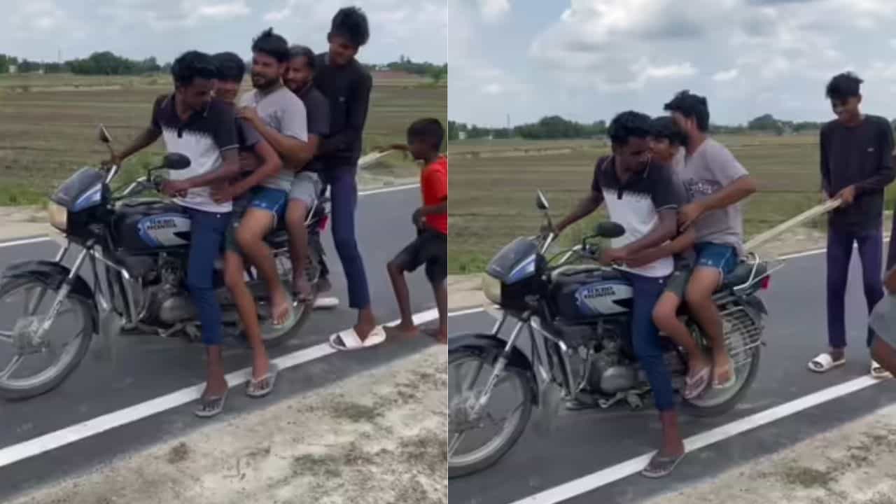 Viral Video: ਜੁਗਾੜ ਨਾਲ Rider ਨੇ ਇੱਕ ਬਾਈਕ ਤੇ ਬਿਠਾਏ 6 ਬੰਦੇ, ਤਰਕੀਬ ਦੇਖ ਟ੍ਰੈਫਿਕ ਪੁਲਿਸ ਦਾ ਵੀ ਘੁੰਮ ਜਾਵੇਗਾ ਦਿਮਾਗ Viral Video: ਜੁਗਾੜ ਨਾਲ Rider ਨੇ ਇੱਕ ਬਾਈਕ ਤੇ ਬਿਠਾਏ 6 ਬੰਦੇ, ਤਰਕੀਬ ਦੇਖ ਟ੍ਰੈਫਿਕ ਪੁਲਿਸ ਦਾ ਵੀ ਘੁੰਮ ਜਾਵੇਗਾ ਦਿਮਾਗ