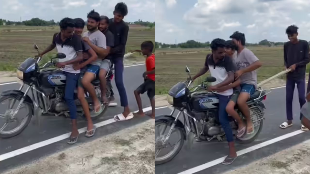 Viral Video: ਜੁਗਾੜ ਨਾਲ Rider ਨੇ ਇੱਕ ਬਾਈਕ ‘ਤੇ ਬਿਠਾਏ 6 ਬੰਦੇ, ਤਰਕੀਬ ਦੇਖ ਟ੍ਰੈਫਿਕ ਪੁਲਿਸ ਦਾ ਵੀ ਘੁੰਮ ਜਾਵੇਗਾ ਦਿਮਾਗ Viral Video: ਜੁਗਾੜ ਨਾਲ Rider ਨੇ ਇੱਕ ਬਾਈਕ ‘ਤੇ ਬਿਠਾਏ 6 ਬੰਦੇ, ਤਰਕੀਬ ਦੇਖ ਟ੍ਰੈਫਿਕ ਪੁਲਿਸ ਦਾ ਵੀ ਘੁੰਮ ਜਾਵੇਗਾ ਦਿਮਾਗ