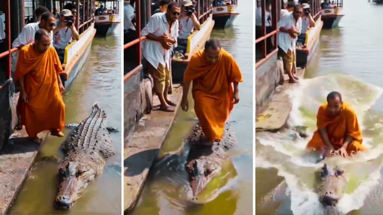 Fact Check: ਪੁਜਾਰੀ ਨੇ ਕੀਤੀ ਮਗਰਮੱਛ ਦੀ ਸਵਾਰੀ, ਜਾਣੋ ਵੀਡੀਓ ਦਾ ਸੱਚ !