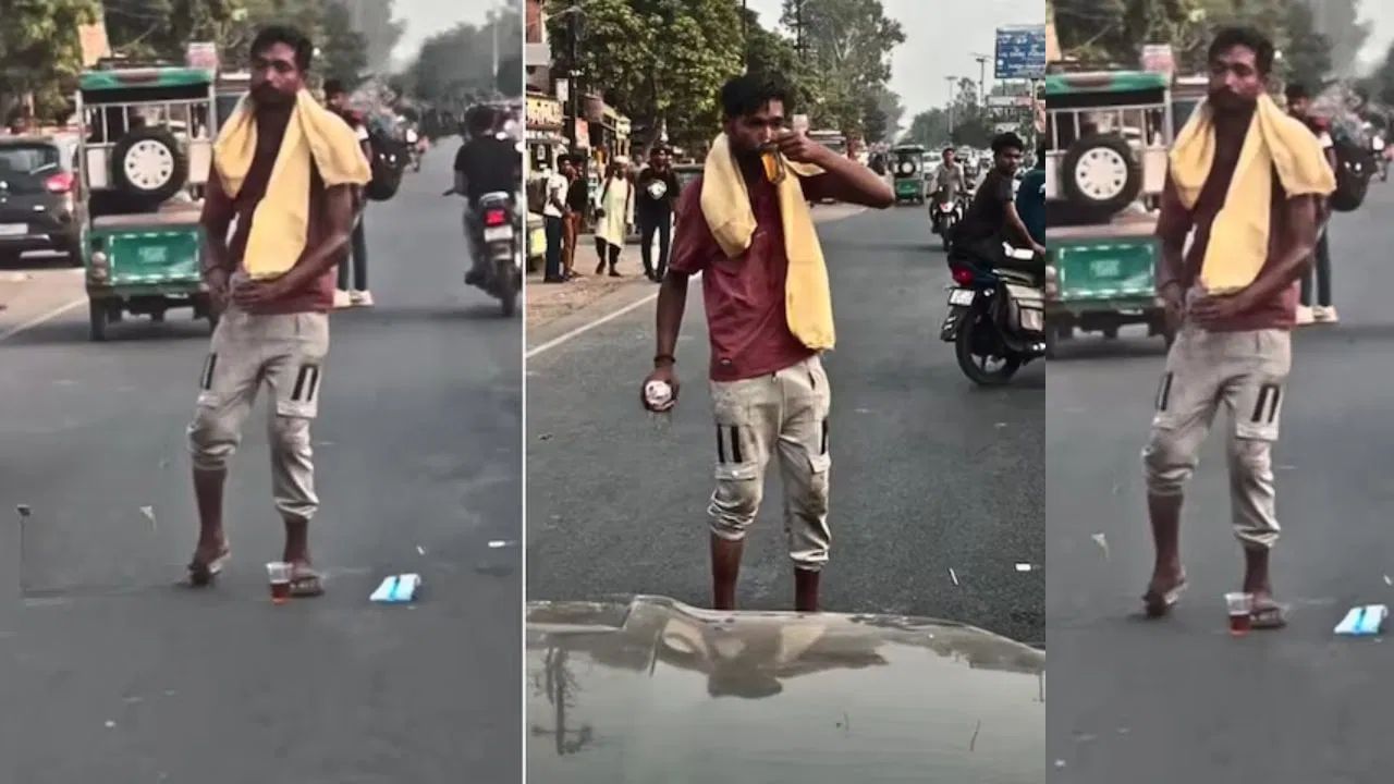 Viral Video: ਸ਼ਰਾਬ ਪੀਣ ਤੋਂ ਬਾਅਦ ਸੜਕ ‘ਤੇ ਨਵਾਬ ਬਣਿਆ ਬੰਦਾ, ਗੱਡੀ ਰੋਕ ਕੇ ਬਣਾਇਆ ਪੈਗ Viral Video: ਸ਼ਰਾਬ ਪੀਣ ਤੋਂ ਬਾਅਦ ਸੜਕ ‘ਤੇ ਨਵਾਬ ਬਣਿਆ ਬੰਦਾ, ਗੱਡੀ ਰੋਕ ਕੇ ਬਣਾਇਆ ਪੈਗ