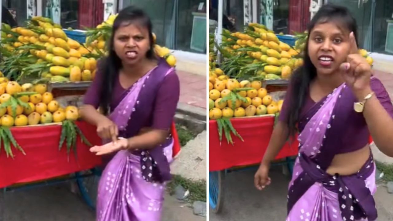Viral Video: ਔਰਤ ਦੇ ਅੰਬ ਵੇਚਣ ਦੇ ਅੰਦਾਜ਼ ਨੂੰ ਦੇਖ ਕੇ ਦੰਗ ਰਹਿ ਗਏ ਲੋਕ, ਵੀਡੀਓ ਹੋ ਰਿਹਾ VIRAL Viral Video: ਔਰਤ ਦੇ ਅੰਬ ਵੇਚਣ ਦੇ ਅੰਦਾਜ਼ ਨੂੰ ਦੇਖ ਕੇ ਦੰਗ ਰਹਿ ਗਏ ਲੋਕ, ਵੀਡੀਓ ਹੋ ਰਿਹਾ VIRAL