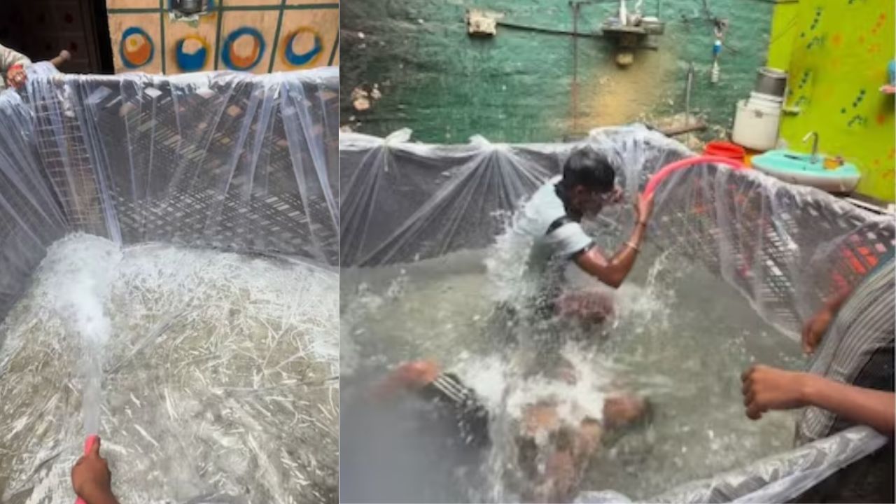 Viral: ਬੱਚਿਆਂ ਨੇ ਗਰਮੀ ਤੋਂ ਰਾਹਤ ਪਾਉਣ ਲਈ ਅਪਣਾਇਆ ਜੁਗਾੜ, ਘਰ ਦੇ ਵਿਹੜੇ ‘ਚ ਬਣਾਇਆ Swimming Pool Viral: ਬੱਚਿਆਂ ਨੇ ਗਰਮੀ ਤੋਂ ਰਾਹਤ ਪਾਉਣ ਲਈ ਅਪਣਾਇਆ ਜੁਗਾੜ, ਘਰ ਦੇ ਵਿਹੜੇ ‘ਚ ਬਣਾਇਆ Swimming Pool