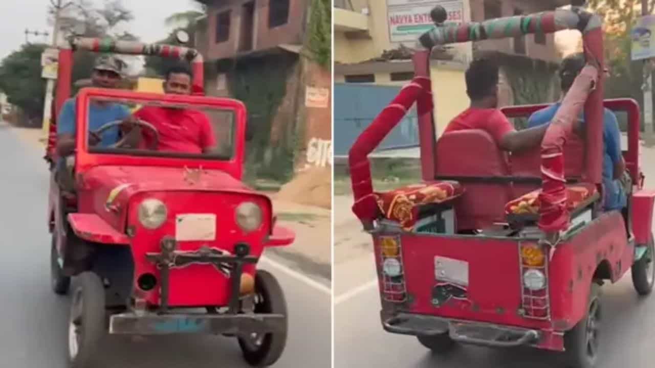 Viral Video: ਸ਼ਖਸ ਨੇ ਕਲਾਕਾਰੀ ਨਾਲ ਈ-ਰਿਕਸ਼ਾ ਨੂੰ ਬਣਾ ਦਿੱਤਾ ਥਾਰ, ਸੜਕ ਤੇ ਦਿਖਾਇਆ ਜੁਗਾੜ ਦਾ ਜਾਦੂ Viral Video: ਸ਼ਖਸ ਨੇ ਕਲਾਕਾਰੀ ਨਾਲ ਈ-ਰਿਕਸ਼ਾ ਨੂੰ ਬਣਾ ਦਿੱਤਾ ਥਾਰ, ਸੜਕ ਤੇ ਦਿਖਾਇਆ ਜੁਗਾੜ ਦਾ ਜਾਦੂ