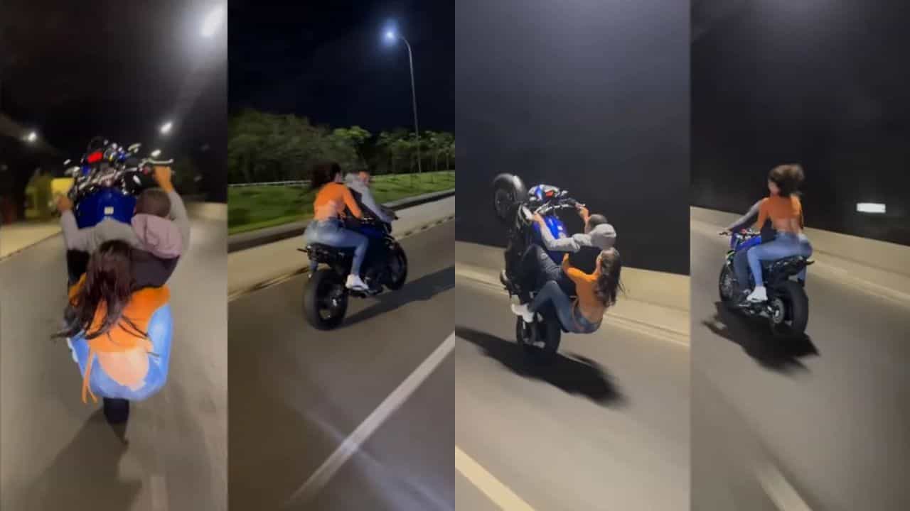 ਬਾਈਕ ਤੇ Girlfriend ਨਾਲ ਖ਼ਤਰਨਾਕ ਸਟੰਟ ਕਰਦਾ ਨਜ਼ਰ ਆਇਆ ਸ਼ਖਸ, ਕੁੜੀ ਨੇ ਵੀ ਲਏ ਖੂਬ ਮਜ਼ੇ ਬਾਈਕ ਤੇ Girlfriend ਨਾਲ ਖ਼ਤਰਨਾਕ ਸਟੰਟ ਕਰਦਾ ਨਜ਼ਰ ਆਇਆ ਸ਼ਖਸ, ਕੁੜੀ ਨੇ ਵੀ ਲਏ ਖੂਬ ਮਜ਼ੇ