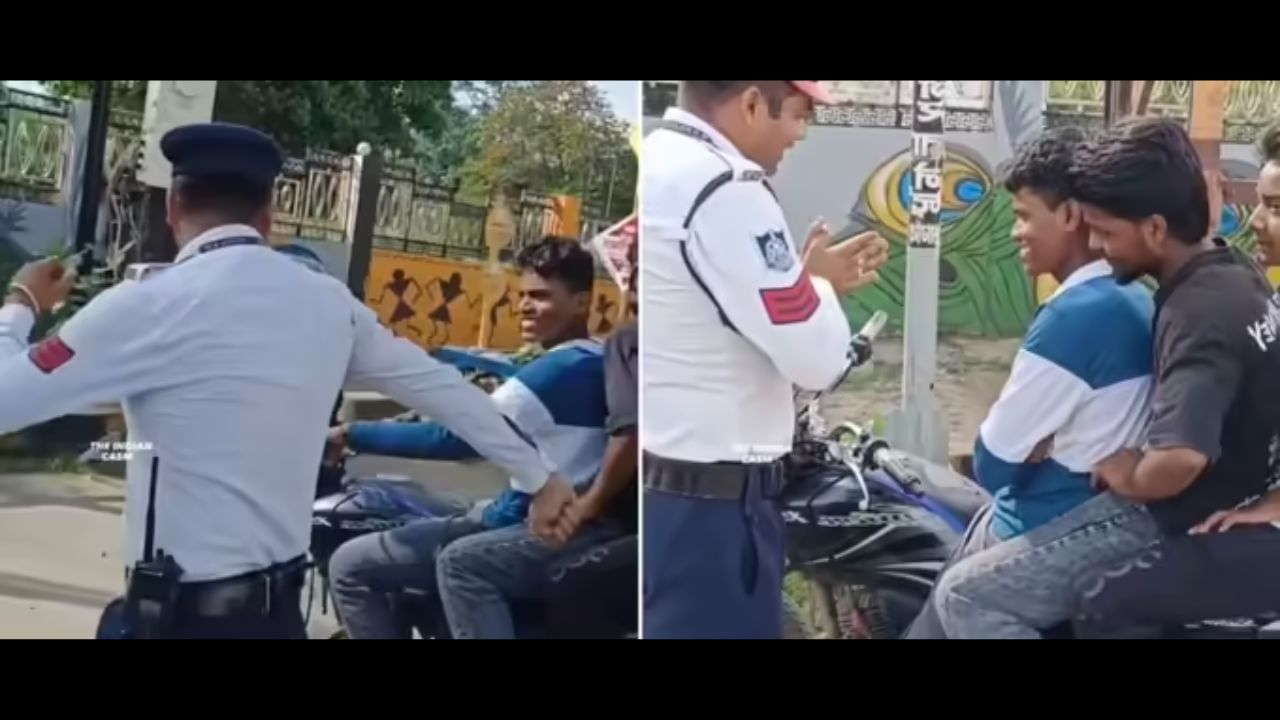 Viral Video: ਪੁਲਿਸ ਵਾਲੇ ਦਾ ਚਲਾਨ ਕੱਟਣ ਦਾ ਮਜ਼ੇਦਾਰ ਤਰੀਕਾ ਹੋ ਰਿਹਾ ਵਾਇਰਲ, ਇੰਝ ਕੀਤਾ ਮੁੰਡਿਆਂ ਨਾਲ ਖੇਡ