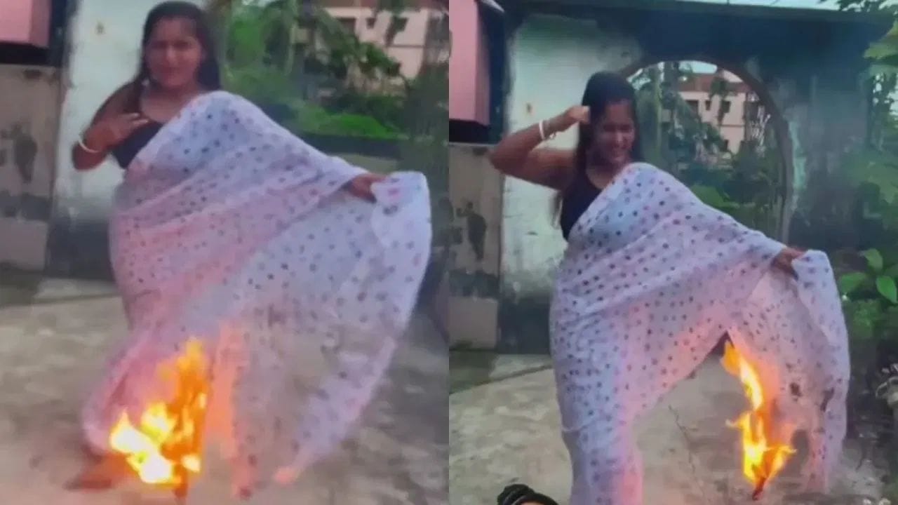 Video: ਔਰਤ ਨੇ ਰੀਲ ਬਣਾਉਣ ਲਈ ਆਪਣੀ ਸਾੜੀ ਨੂੰ ਲਗਾਈ ਅੱਗ, ਫਿਰ ਗਾਣੇ 'ਤੇ ਕੀਤਾ ਡਾਂਸ