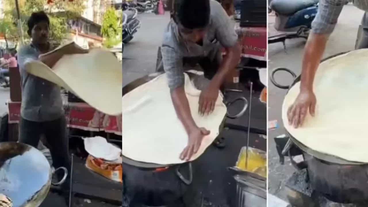 Viral Video: ਸੜਕ ਕੰਡੇ ਬਾਹੁਬਲੀ ਪਰਾਂਠਾ ਬਣਾਉਣ ਦੌਰਾਨ ਸ਼ਖਸ ਨੇ ਕੀਤਾ ਕੁਝ ਅਜਿਹਾ, ਵੇਖ ਕੇ ਪੱਕਾ ਛੱਡ ਦੇਵੋਗੇ ਬਾਹਰ ਦਾ ਖਾਣਾ Viral Video: ਸੜਕ ਕੰਡੇ ਬਾਹੁਬਲੀ ਪਰਾਂਠਾ ਬਣਾਉਣ ਦੌਰਾਨ ਸ਼ਖਸ ਨੇ ਕੀਤਾ ਕੁਝ ਅਜਿਹਾ, ਵੇਖ ਕੇ ਪੱਕਾ ਛੱਡ ਦੇਵੋਗੇ ਬਾਹਰ ਦਾ ਖਾਣਾ