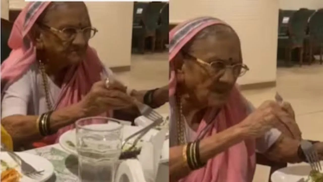 OMG! ਦਾਦੀ ਨੇ ਅੰਗਰੇਜ਼ਾਂ ਵਾਂਗ ਛੁਰੀ ਅਤੇ ਕਾਂਟੇ ਨਾਲ ਖਾਧਾ ਖਾਣਾ, VIDEO ਵੇਖ ਕੇ ਲੋਕ ਬੋਲੇ: New Etiquette Queen