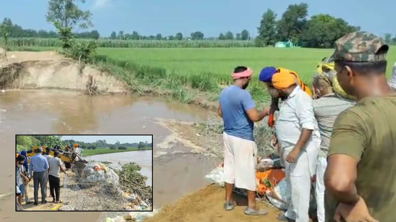 ਨਵਾਂਸ਼ਹਿਰ: ਪਿੰਡ ਬੁਰਜ ਟਹਿਲ ਨੇੜੇ ਧੁੱਸੀ ਬੰਨ੍ਹ ਟੁੱਟਿਆ, ਪਿੰਡ ਵਾਸੀਆਂ ਸਮੇਤ ਸੈਨਾ ਕਰ ਰਹੀ ਕਾਬੂ ਪਾਉਣ ਦੀ ਕੋਸ਼ਿਸ਼