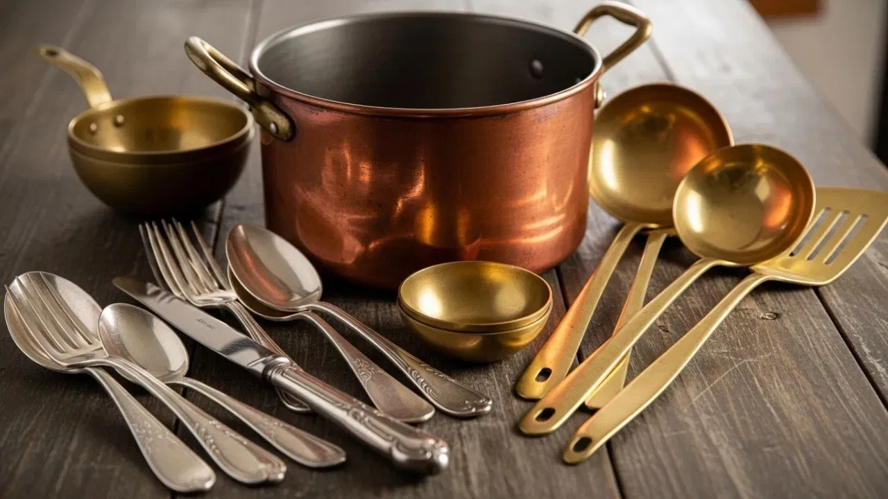 ਪਿੱਤਲ ਦੇ ਭਾਂਡਿਆਂ ਨੂੰ ਸਾਫ਼ ਕਰਨ ਲਈ, ਥੋੜ੍ਹਾ ਜਿਹਾ ਕਣਕ ਦਾ ਆਟਾ ਲਓ, ਥੋੜ੍ਹਾ ਜਿਹਾ ਨਮਕ ਅਤੇ ਸਿਰਕਾ ਪਾਓ। ਗਾੜ੍ਹਾ ਪੇਸਟ ਬਣਾਓ ਅਤੇ ਇਸਨੂੰ ਭਾਂਡਿਆਂ 'ਤੇ ਰਗੜੋ। ਕੋਸੇ ਪਾਣੀ ਨਾਲ ਧੋਅ ਦਿਓ ਅਤੇ ਸੁਕਾਓ। ਭਾਂਡੇ ਚਮਕ ਜਾਣਗੇ।