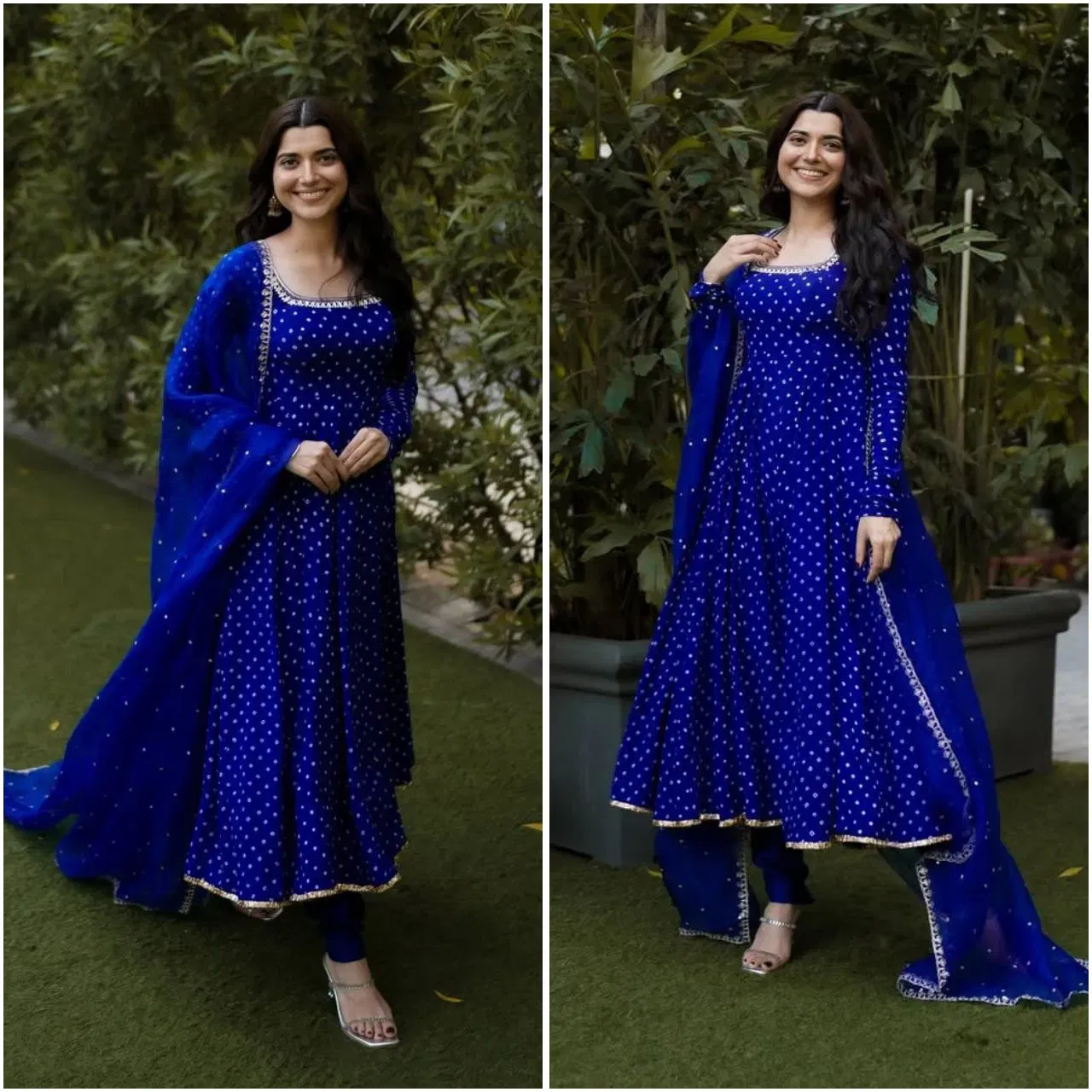 ਅਭਿਨੇਤਰੀ ਨੇ ਇੱਕ ਪ੍ਰਿੰਟਿਡ ਅਨਾਰਕਲੀ ਸੂਟ ਪਾਇਆ ਸੀ। ਉਨ੍ਹਾਂ ਨੇ ਆਪਣੇ ਕਲਾਸੀ ਲੁੱਕ ਨੂੰ ਕੰਪਲੀਟ ਕਰਨ ਲਈ ਮਿਨੀਮਲ ਮੇਕਅਪ ਅਤੇ ਈਅਰਿੰਗਸ ਨਾਲ ਆਪਣੇ ਲੁੱਕ ਨੂੰ ਕਲਾਸੀ ਬਣਾਇਆ ਹੈ। ਤੁਸੀਂ ਖਾਸ ਮੌਕਿਆਂ ਲਈ ਇਸ ਲੁੱਕ ਤੋਂ ਵੀ ਆਇਡਿਆ ਲੈ ਸਕਦੇ ਹੋ। ਖਾਸ ਕਰਕੇ ਯੰਗ ਗਰਲਸ ਇਸ ਕਿਸਮ ਦੇ ਅਨਾਰਕਲੀ ਸੂਟ ਜਾਂ ਪਲਾਜ਼ੋ ਟ੍ਰਾਈ ਕਰ ਸਕਦੀਆਂ ਹਨ। ਤੁਸੀਂ ਫਲੋਰਲ ਅਤੇ ਵੱਖ-ਵੱਖ ਪ੍ਰਿੰਟਾਂ ਵਿੱਚ ਵੀ ਅਨਾਰਕਲੀ ਸੂਟ ਪਾ ਸਕਦੇ ਹੋ। ( ਕ੍ਰੈਡਿਟ: nimratkhairaofficial)