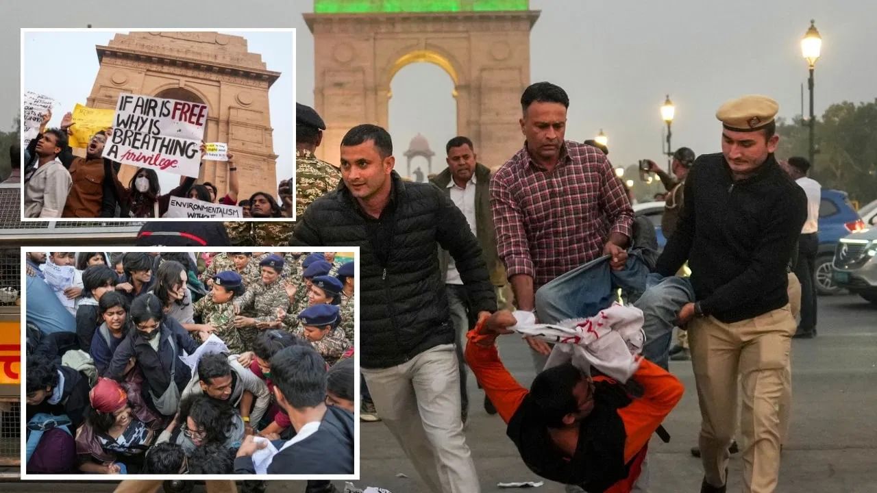 ਦਿੱਲੀ: ਪ੍ਰਦੂਸ਼ਣ ਵਿਰੁੱਧ ਇੰਡੀਆ ਗੇਟ 'ਤੇ ਪ੍ਰਦਰਸ਼ਨ, ਪੁਲਿਸ ਅਧਿਕਾਰੀਆਂ 'ਤੇ ਪੈਪਰ ਸਪਰੇਅ ਨਾਲ ਹਮਲਾ, ਮਾਮਲਾ ਦਰਜ