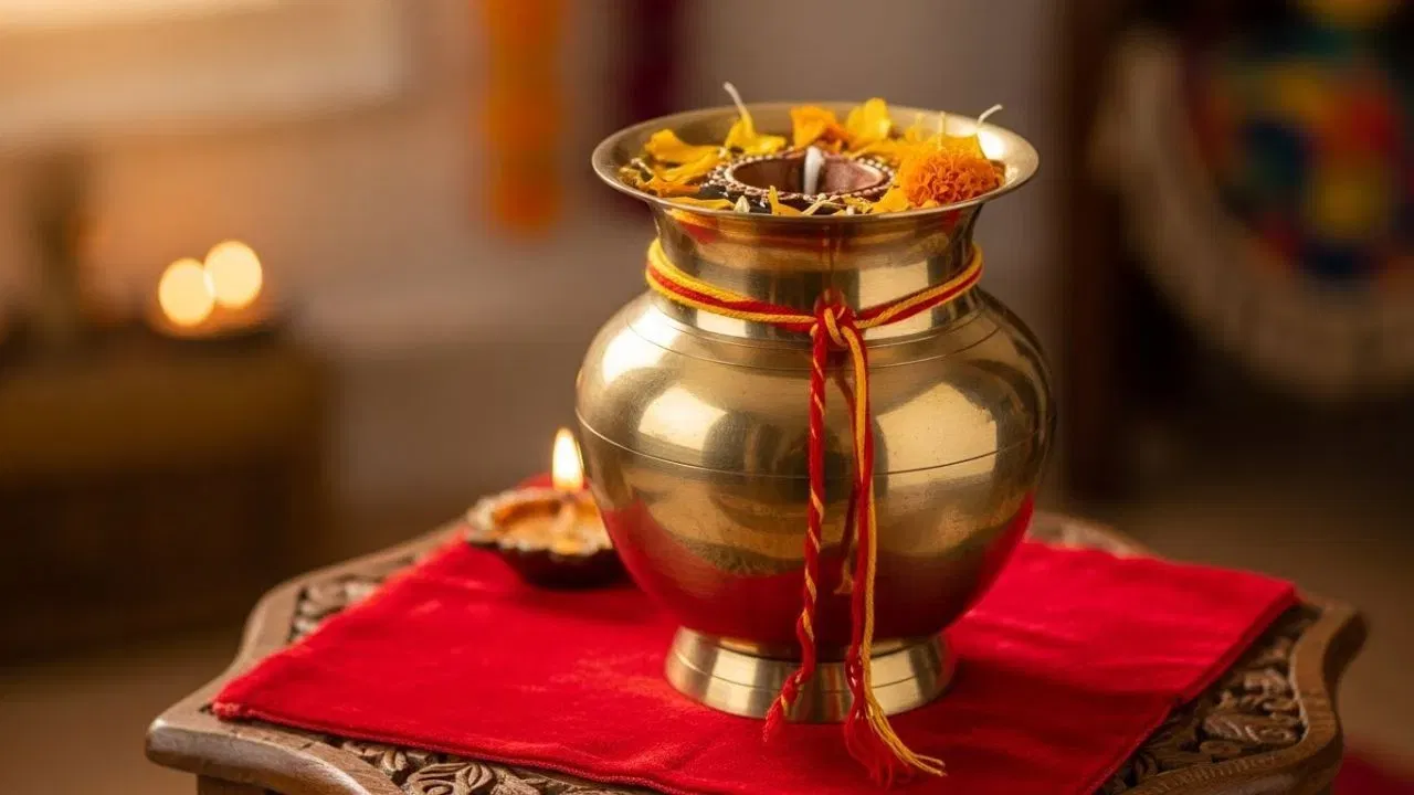 ਪੂਜਾ ਲਈ ਰੱਖੇ ਗਏ ਕਲਸ਼ ਜਾਂ ਪਾਣੀ ਨਾਲ ਭਰੇ ਭਾਂਡੇ 'ਤੇ ਰਕਸ਼ਾ ਸੂਤਰ ਬੰਨ੍ਹਣਾ ਵੀ ਸ਼ੁਭ ਮੰਨਿਆ ਜਾਂਦਾ ਹੈ। ਕਲਸ਼ ਨੂੰ ਦੇਵਤਿਆਂ ਅਤੇ ਪਵਿੱਤਰ ਨਦੀਆਂ ਦਾ ਪ੍ਰਤੀਕ ਮੰਨਿਆ ਜਾਂਦਾ ਹੈ, ਜਦੋਂ ਕਿ ਪਾਣੀ ਜੀਵਨ, ਊਰਜਾ ਅਤੇ ਖੁਸ਼ਹਾਲੀ ਦਾ ਪ੍ਰਤੀਕ ਹੈ। ਪੂਜਾ ਦੌਰਾਨ ਕਲਸ਼ ਦੇ ਮੂੰਹ ਕੋਲ ਇਸ ਰਕਸ਼ਾ ਸੂਤਰ ਨੂੰ ਬੰਨ੍ਹਣ ਨਾਲ ਘਰ ਵਿੱਚ ਸ਼ਾਂਤੀ, ਸ਼ੁੱਧਤਾ ਅਤੇ ਸਕਾਰਾਤਮਕਤਾ ਬਣੀ ਰਹਿੰਦੀ ਹੈ। (ਫੋਟੋ: AI ਜਨਰੇਟਿਡ)