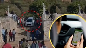 Google Map 'ਤੇ ਭਰੋਸਾ ਕਰਨਾ ਪਿਆ ਮਹਿੰਗਾ, ਮੰਦਿਰ ਦੀਆਂ ਪੌੜੀਆਂ 'ਤੇ ਚੜ੍ਹੀ ਕਾਰ