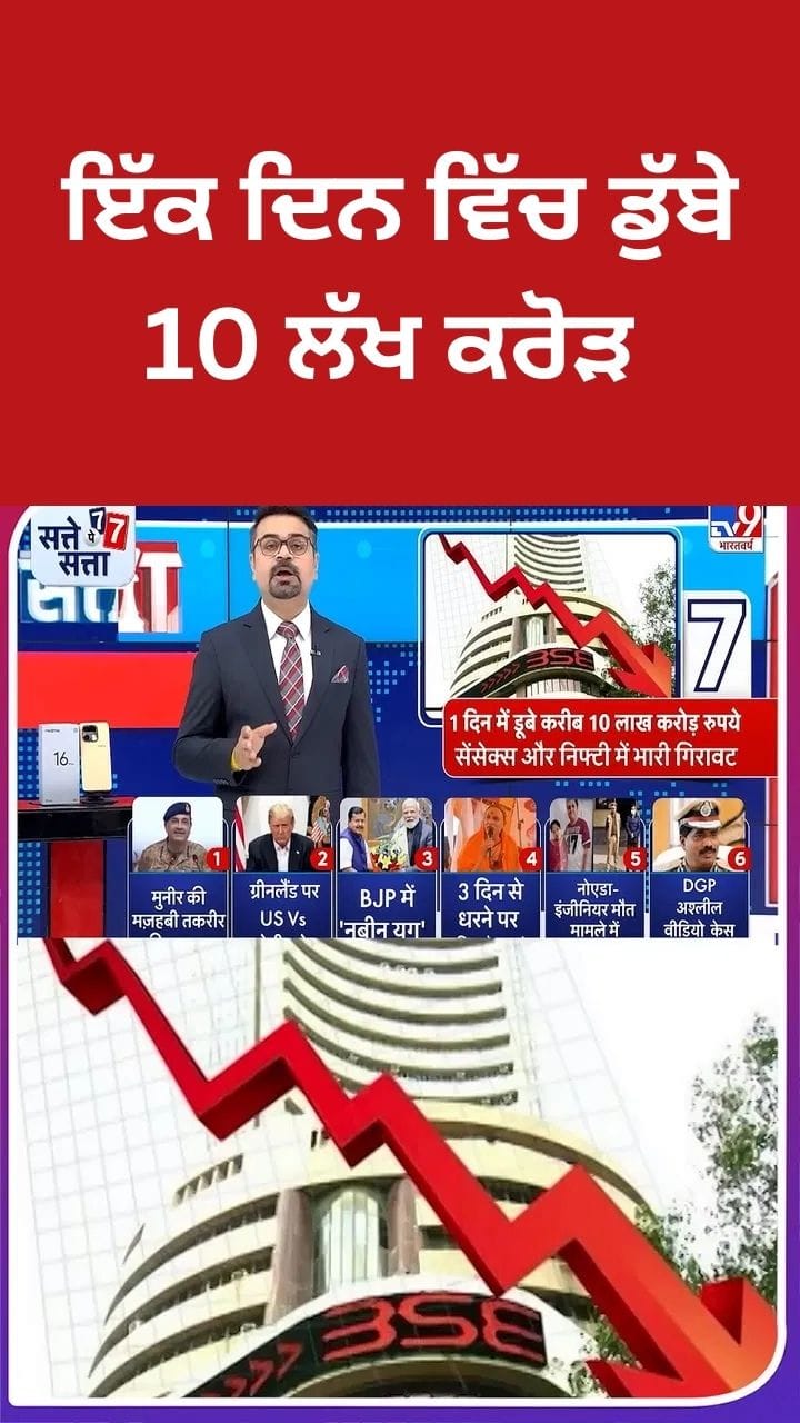 ਲਗਾਤਾਰ ਦੂਜੇ ਦਿਨ ਸ਼ੇਅਰ ਬਾਜ਼ਾਰ ਕਰੈਸ਼, ਸੈਂਸੈਕਸ ਅਤੇ ਨਿਫਟੀ ਵਿੱਚ ਵੱਡੀ ਗਿਰਾਵਟ