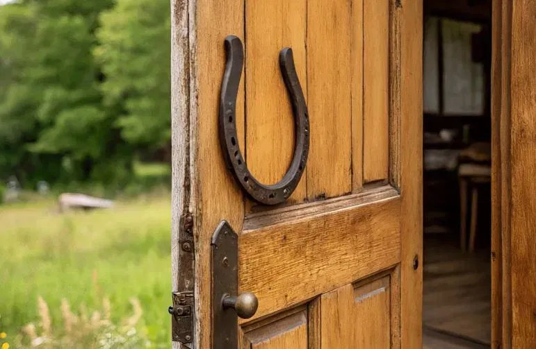 ਘੋੜਿਆਂ ਦੀ ਨਾਲ ਲੋਹੇ ਦੀਆਂ ਬਣੀ ਹੁੰਦੀ ਹੈ, ਇਸ ਲਈ ਇਹ ਘਰ ਵਿੱਚ ਨਕਾਰਾਤਮਕ ਊਰਜਾ ਨੂੰ ਪ੍ਰਵੇਸ਼ ਕਰਨ ਤੋਂ ਰੋਕਦੀ ਹੈ। ਨਤੀਜੇ ਵਜੋਂ, ਘਰ ਵਿੱਚ ਸੁੱਖ-ਸਾਂਤੀ ਅਤੇ ਖੁਸ਼ਹਾਲੀ ਬਣੀ ਰਹਿੰਦੀ ਹੈ। ਘਰ ਦੇ ਬਾਹਰ ਘੋੜੇ ਦੀ ਨਾਲ ਰੱਖਣਾ ਵੀ ਉਨ੍ਹਾਂ ਲੋਕਾਂ ਲਈ ਲਾਭਦਾਇਕ ਮੰਨਿਆ ਜਾਂਦਾ ਹੈ ਜਿਨ੍ਹਾਂ ਦੀ ਕੁੰਡਲੀ ਵਿੱਚ ਸ਼ਨੀ ਦੋਸ਼ ਹੈ। (ਪ੍ਰਤੀਨਿਧੀ ਚਿੱਤਰ, ਫੋਟੋ ਸ਼ਿਸ਼ਟਾਚਾਰ ਮੈਟਾ ਏਆਈ)