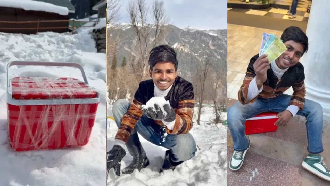 Viral Video: ਕਸ਼ਮੀਰ ਦੀ ਬਰਫ਼ ਨੂੰ ਦਿੱਲੀ ਵੇਚਣ ਆਇਆ ਬੰਦਾ, ਵਾਇਰਲ ਹੋਇਆ ਵੀਡੀਓ ਤਾਂ ਲੋਕ ਬੋਲੇ, ਭਰਾ, ਤੁੰ ਕੁਝ ਵੀ ਵੇਚ ਸਕਦਾ ਹੈ! Viral Video: ਕਸ਼ਮੀਰ ਦੀ ਬਰਫ਼ ਨੂੰ ਦਿੱਲੀ ਵੇਚਣ ਆਇਆ ਬੰਦਾ, ਵਾਇਰਲ ਹੋਇਆ ਵੀਡੀਓ ਤਾਂ ਲੋਕ ਬੋਲੇ, ਭਰਾ, ਤੁੰ ਕੁਝ ਵੀ ਵੇਚ ਸਕਦਾ ਹੈ!