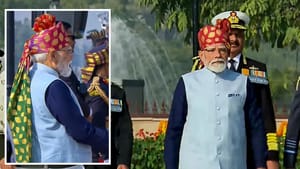 ਮੋਰ ਦੇ ਖੰਭ ਵਾਲੇ ਸਾਫ਼ੇ 'ਚ PM ਮੋਦੀ ਦਾ ਸ਼ਾਹੀ ਅੰਦਾਜ਼, ਖਿੱਚਿਆ ਸਭ ਦਾ ਧਿਆਨ