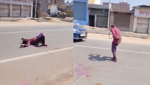 ਹੋਲੀ ਦੀਆਂ ਤਸਵੀਰਾਂ ਆਉਣ ਲੱਗੀਆ ਸਾਹਮਣੇ, ਆਦਮੀ ਨੇ ਸੜਕ ਵਿਚਕਾਰ ਕੀਤਾ ਡਾਂਸ