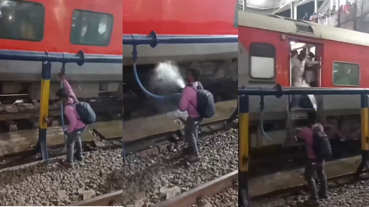 Viral Video: ਟ੍ਰੇਨ ਛੁੱਟਣ ਤੋਂ ਗੁੱਸੇ ਚ ਆਏ ਸ਼ਖਸ ਨੇ ਸਟੇਸ਼ਨ ਤੇ ਕੀਤਾ ਅਜਿਹਾ ਕੰਮ, ਵੀਡੀਓ ਦੇਖਦੇ ਹੀ ਭੜਕੇ ਲੋਕ Viral Video: ਟ੍ਰੇਨ ਛੁੱਟਣ ਤੋਂ ਗੁੱਸੇ ਚ ਆਏ ਸ਼ਖਸ ਨੇ ਸਟੇਸ਼ਨ ਤੇ ਕੀਤਾ ਅਜਿਹਾ ਕੰਮ, ਵੀਡੀਓ ਦੇਖਦੇ ਹੀ ਭੜਕੇ ਲੋਕ