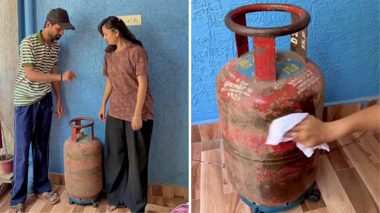 Viral Video: ਹੁਣ ਗਿੱਲਾ ਕੱਪੜਾ ਦੱਸੇਗਾ ਕਿੰਨੀ ਬਚੀ ਹੈ LPG! ਸਿਲੰਡਰ ਚੈੱਕ ਕਰਨ ਦਾ ਇਹ ਦੇਸੀ ਜੁਗਾੜ ਹੋਇਆ ਵਾਇਰਲ Viral Video: ਹੁਣ ਗਿੱਲਾ ਕੱਪੜਾ ਦੱਸੇਗਾ ਕਿੰਨੀ ਬਚੀ ਹੈ LPG! ਸਿਲੰਡਰ ਚੈੱਕ ਕਰਨ ਦਾ ਇਹ ਦੇਸੀ ਜੁਗਾੜ ਹੋਇਆ ਵਾਇਰਲ