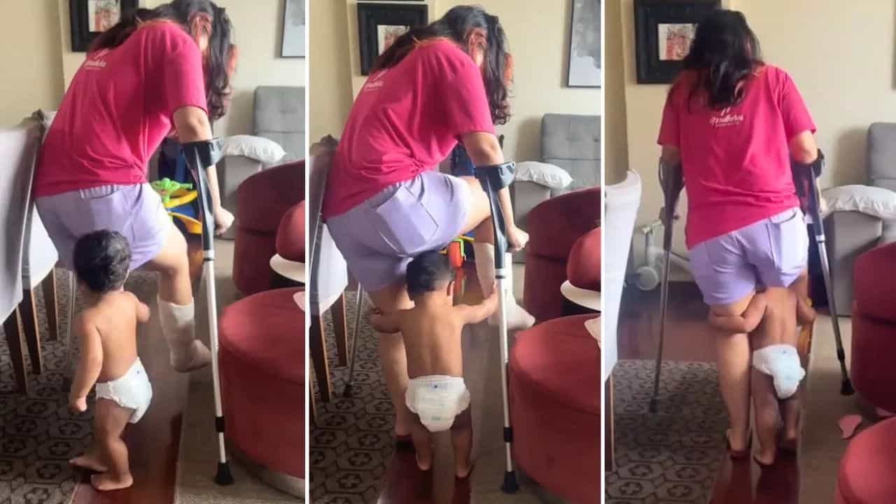 Viral Video: ਬੈਸਾਖੀ ਤੇ ਚੱਲਦੀ ਮਾਂ ਨੂੰ ਦੇਖ ਮਾਸੂਮ ਨੇ ਮੋਢਿਆਂ ਤੇ ਚੁੱਕਣ ਦੀ ਕੀਤੀ ਕੋਸ਼ਿਸ਼; ਵੀਡੀਓ ਦੇਖ ਹੋ ਜਾਵੋਗੇ ਭਾਵੁਕ