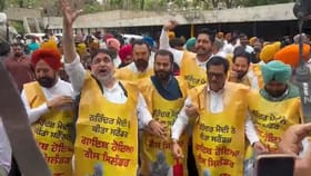 'ਮੋਦੀ ਸਰੈਂਡਰ ਵਾਲੇ ਪੀਲੇ ਚੋਲੇ' ਪਾ ਕੇ ਵਿਧਾਨ ਸਭਾ ਪਹੁੰਚੇ AAP ਵਿਧਾਇਕ