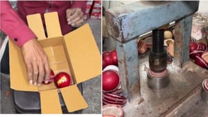 ਫੈਕਟਰੀ 'ਚ ਕਿਵੇਂ ਬਣਾਈ ਜਾਂਦੀ ਹੈ ਕ੍ਰਿਕਟ ਦੀ ਗੇਂਦ, ਦੇਖੋ ਇਹ ਵਾਇਰਲ ਵੀਡੀਓ ਫੈਕਟਰੀ 'ਚ ਕਿਵੇਂ ਬਣਾਈ ਜਾਂਦੀ ਹੈ ਕ੍ਰਿਕਟ ਦੀ ਗੇਂਦ, ਦੇਖੋ ਇਹ ਵਾਇਰਲ ਵੀਡੀਓ