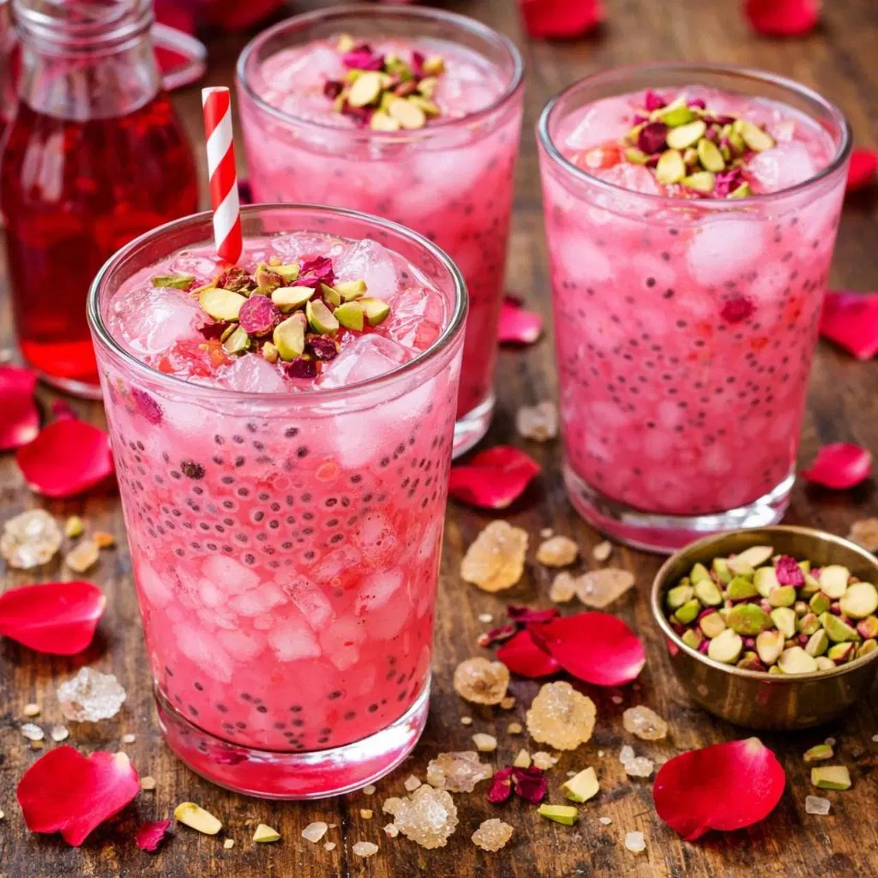 ਗੋਂਦ ਕਤੀਰਾ ਰੋਜ਼ ਡ੍ਰਿੰਕ ਗਰਮੀਆਂ ਦਾ ਸ਼ਾਨਦਾਰ ਡ੍ਰਿੰਕ ਹੈ। 1 ਚਮਚਾ (ਪਾਣੀ ਵਿੱਚ ਭਿੱਜਿਆ ਹੋਇਆ) ਗੋਂਦ ਕਤੀਰਾ, 1 ਕੱਪ ਠੰਡਾ ਦੁੱਧ ਜਾਂ ਪਾਣੀ, 1 ਚਮਚਾ ਸਬਜਾ ਦੇ ਬੀਜ, 1 ਚਮਚਾ ਸ਼ਹਿਦ ਜਾਂ ਖੰਡ, ਅਤੇ ਰੋਜ ਸਿਰਪ। ਇਹਨਾਂ ਸਾਰੀਆਂ ਸਮੱਗਰੀਆਂ ਨਾਲ ਡ੍ਰਿੰਕ ਤਿਆਰ ਕਰੋ। ਆਈਸ ਕਿਊਬ ਐਡ ਕਰੋ, ਕੁਝ ਨਟਸ ਅਤੇ ਸੁੱਕੀਆਂ ਗੁਲਾਬ ਦੀਆਂ ਪੱਤੀਆਂ ਨਾਲ ਸਜਾਓ ਅਤੇ ਪਰੋਸੋ। (Images:food_n_flavours_0)